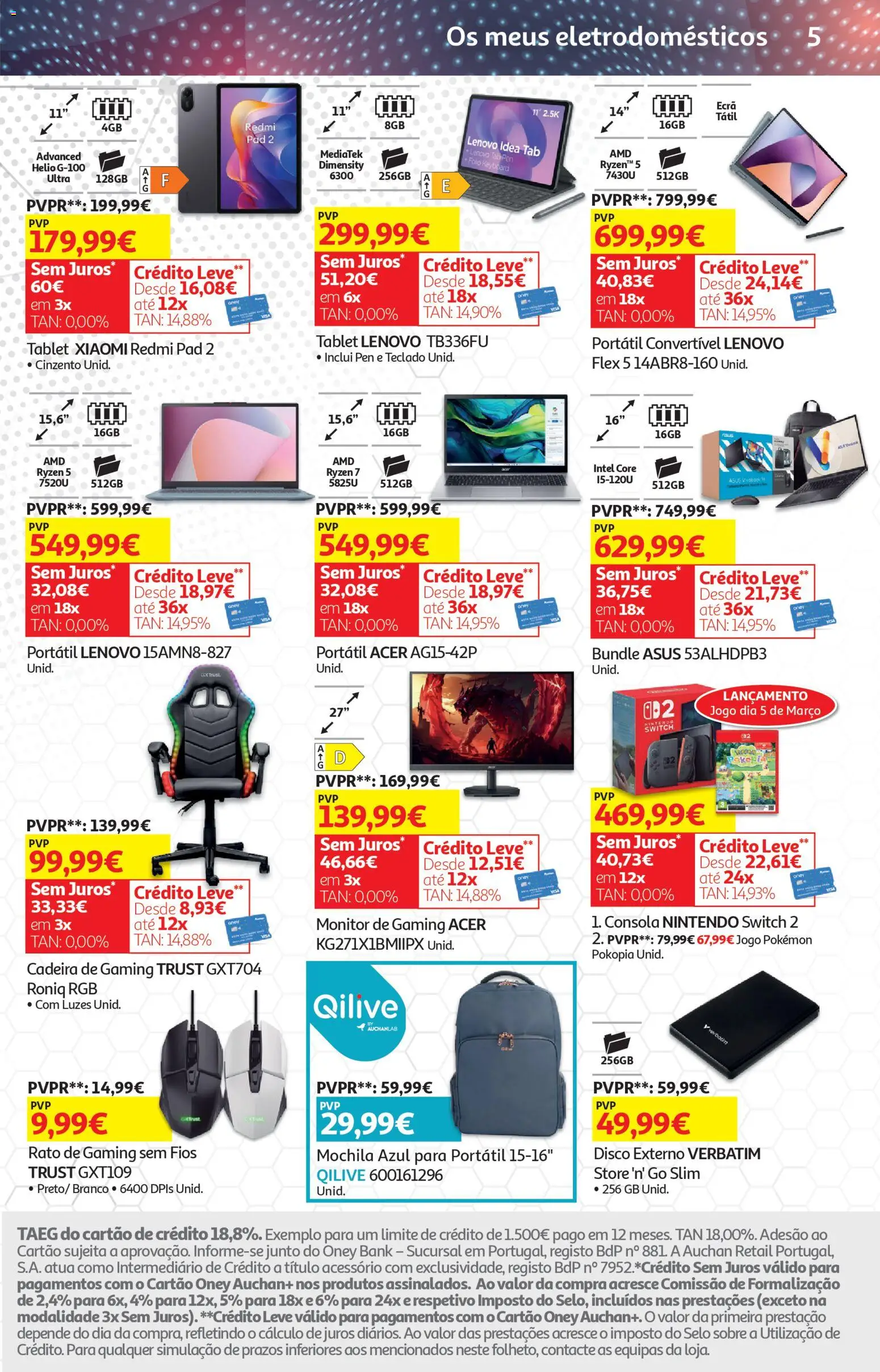 Auchan - Festa das Marcas │ válido de 03.03.2026 | Página: 32 | Produtos: Mochila, Monitor, Teclado, Tablet