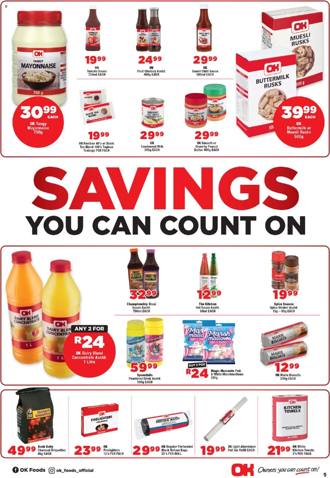 OK Foods Eastern Cape - Specials │ valid from 13.08.2025 | Page: 5 | Products: Tea, Cream, Dairy blend, Mayonnaise