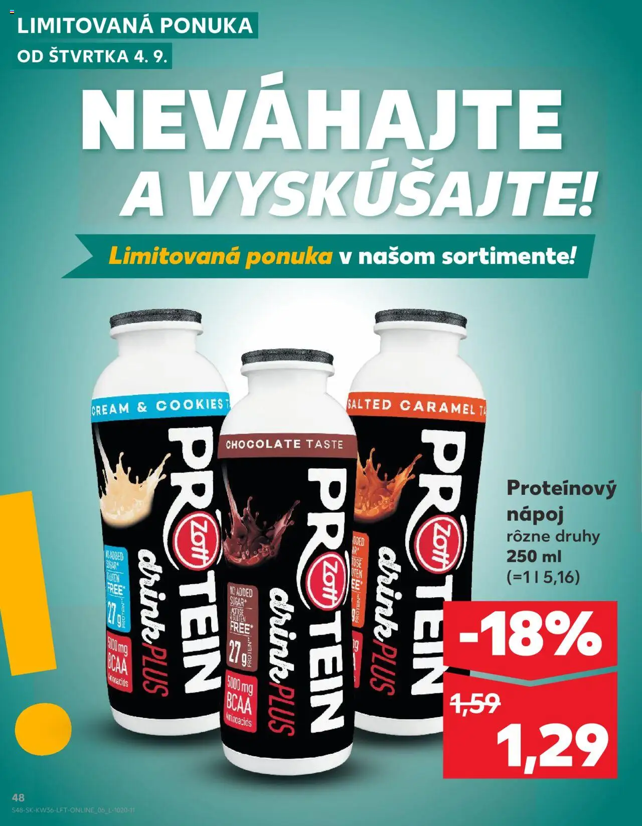 Nové Kaufland akcie – leták je platný od 04.09.2025 | Strana: 48 | Produkty: Protein