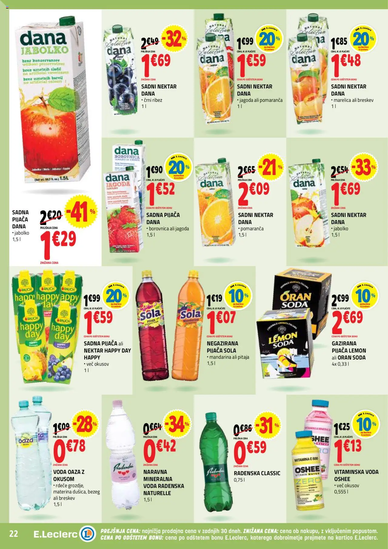 Novi E.leclerc katalog ponudbe – veljaven od 17.09.2025 | Stran: 22 | Izdelki: Ribez, Pitaja, Voda, Breskev