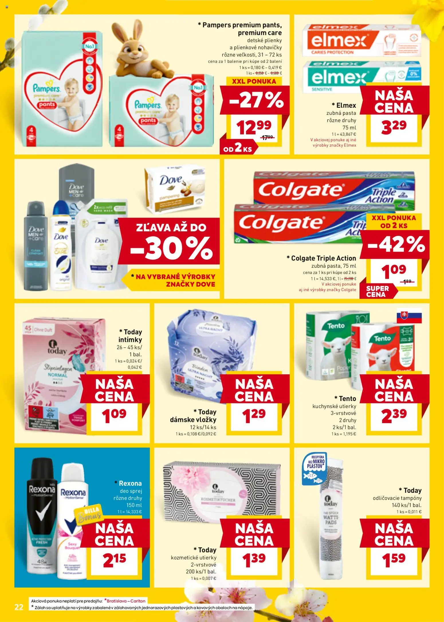 Nové Billa akcie – leták je platný od 11.03.2026 | Strana: 24 | Produkty: Zubná pasta, Nohavičky, Plienky, Pampers