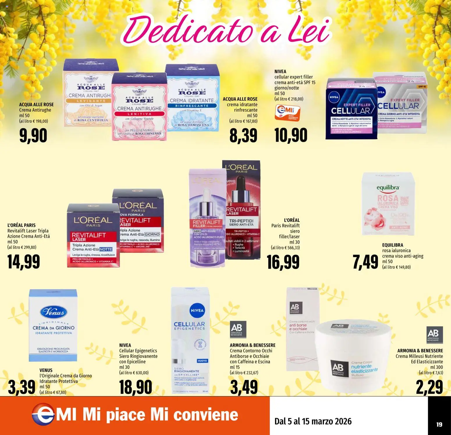 Volantino EMI del 05.03.2026 | Pagina: 19 | Prodotti: Crema, Crema viso, Acqua, Olio
