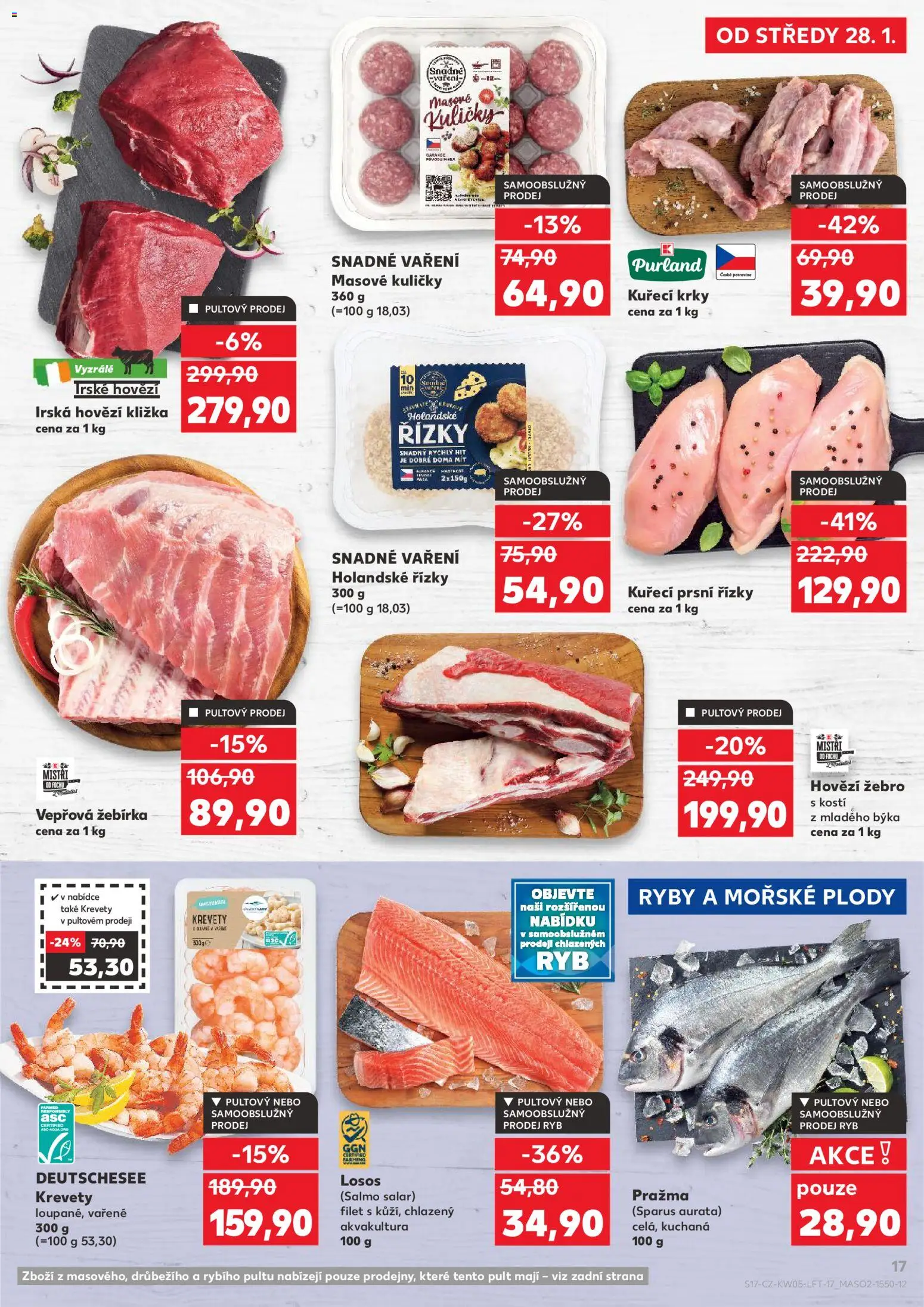 Kaufland leták - Praha 4 od 28.01.2026 | Strana: 17 | Produkty: Hovězí, Pražma, Hovězí kližka, Losos