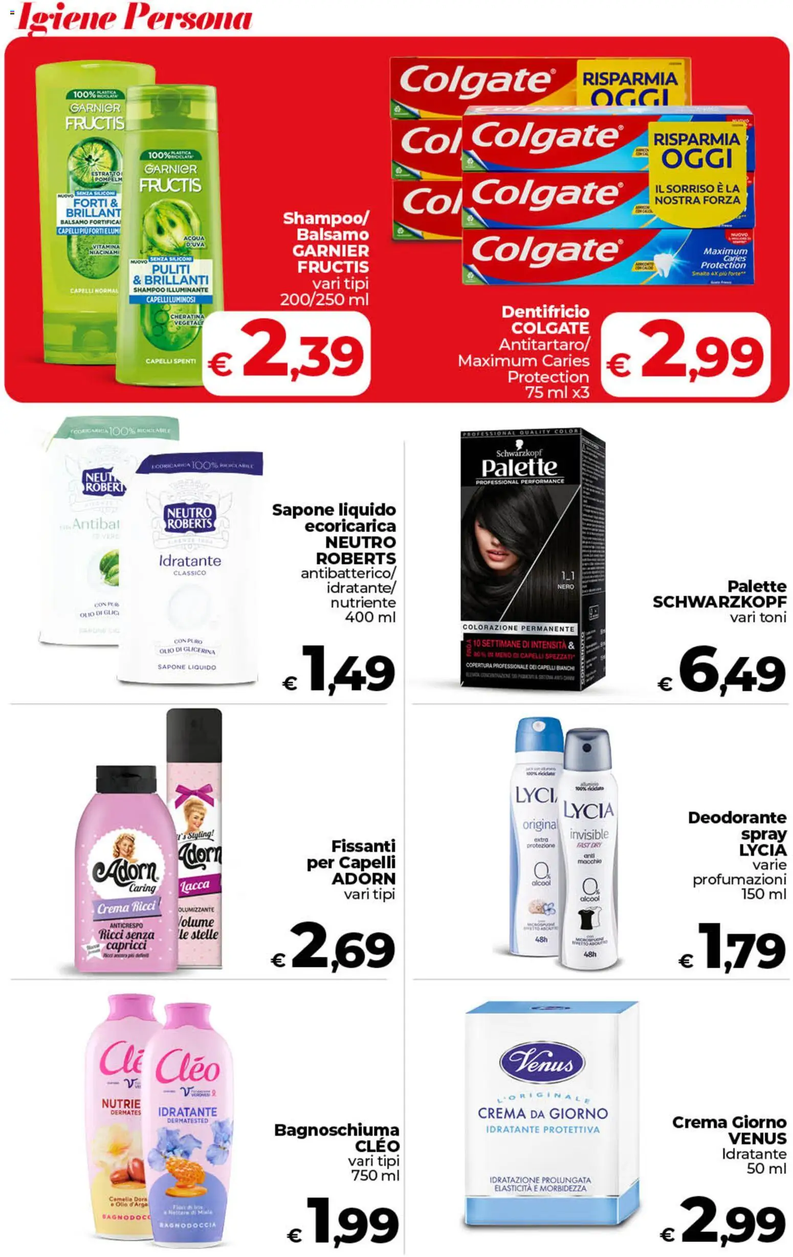 Volantino COOP del 26.03.2026 | Pagina: 40 | Prodotti: Crema, Bagnoschiuma, Dentifricio, Acqua