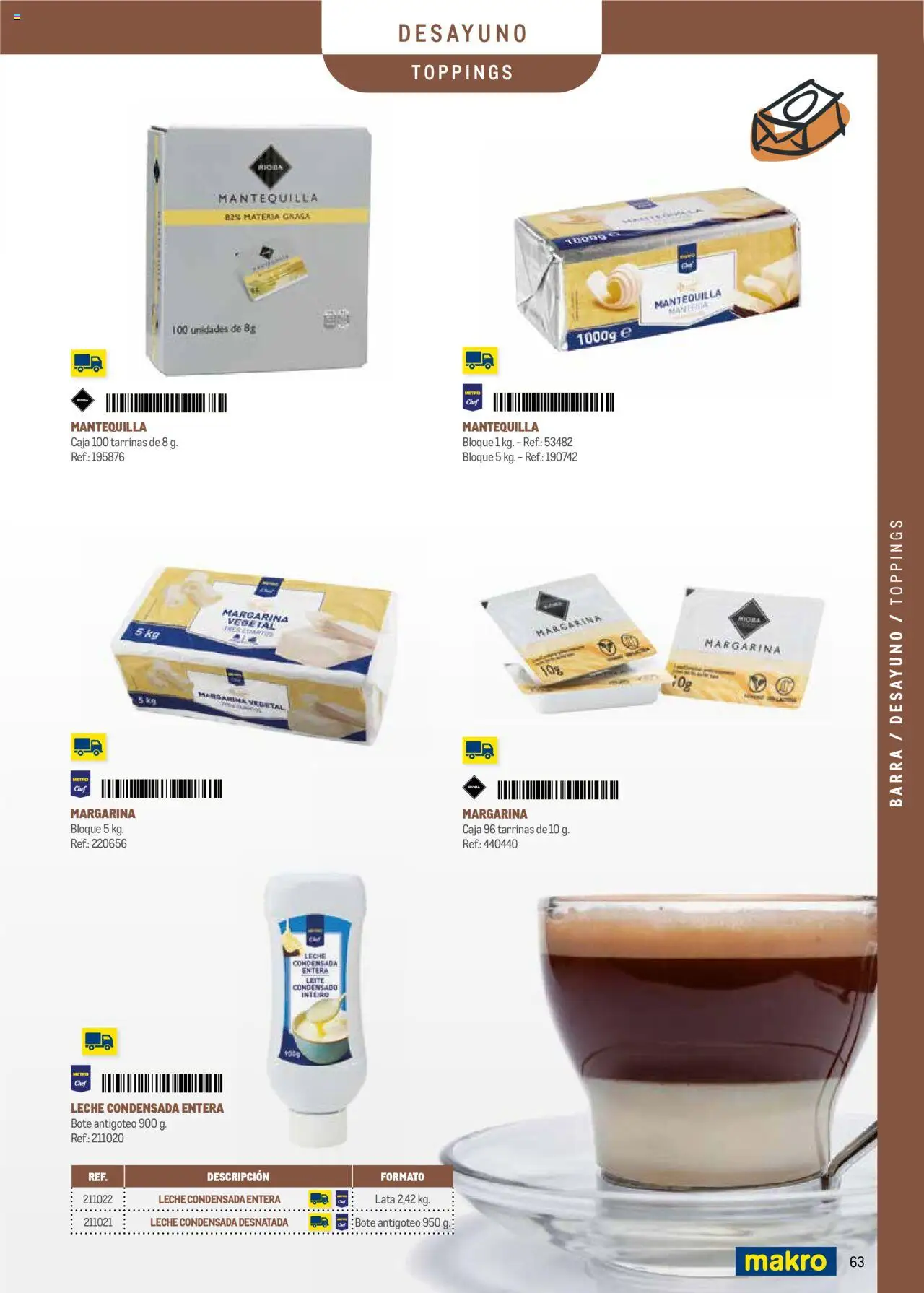 Makro - Menú y Barra Norte II │ válido desde el 08.09.2025 | Página: 63 | Productos: Leche, Φαρίνα, Margarina, Συσκευή ροής