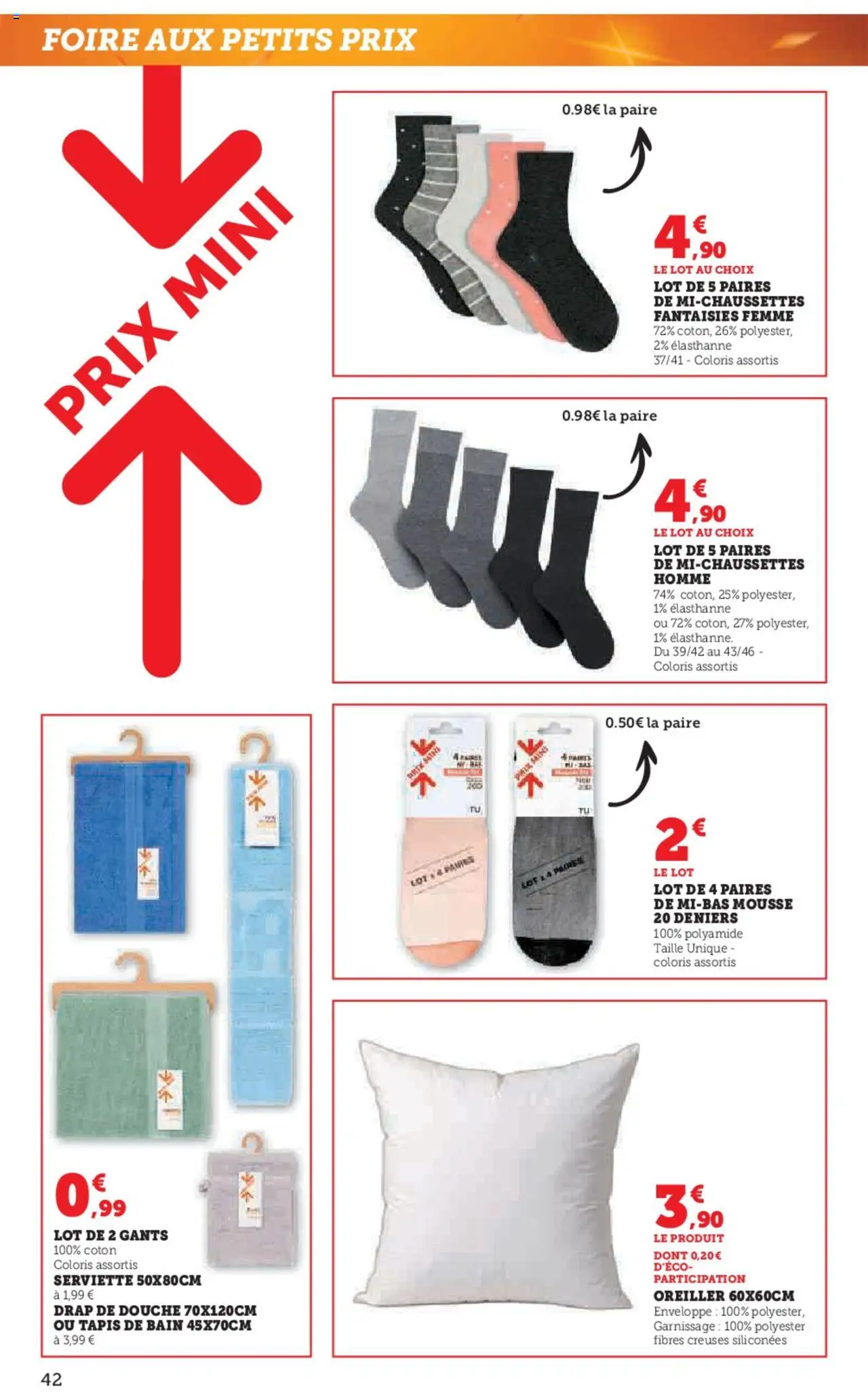  | Page: 42 | Produits: Tapis de bain, Coton, Mousse, Oreiller