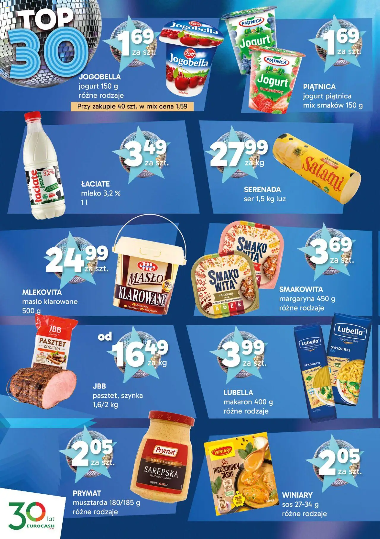 Eurocash Gazetka - Hity 30-lecia od 15.09.2025 | Strona: 2 | Produkty: Ser żółty, Musztarda, Mleko, Masło