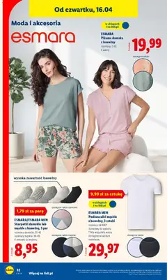 Pogląd oferty "ESMARA Piżama damska z bawełny, rozmiary: S-XL, 4 wzory" - ważna od 13.04.2026 | Strona: 38 | Produkty: Piżama, Skarpetki