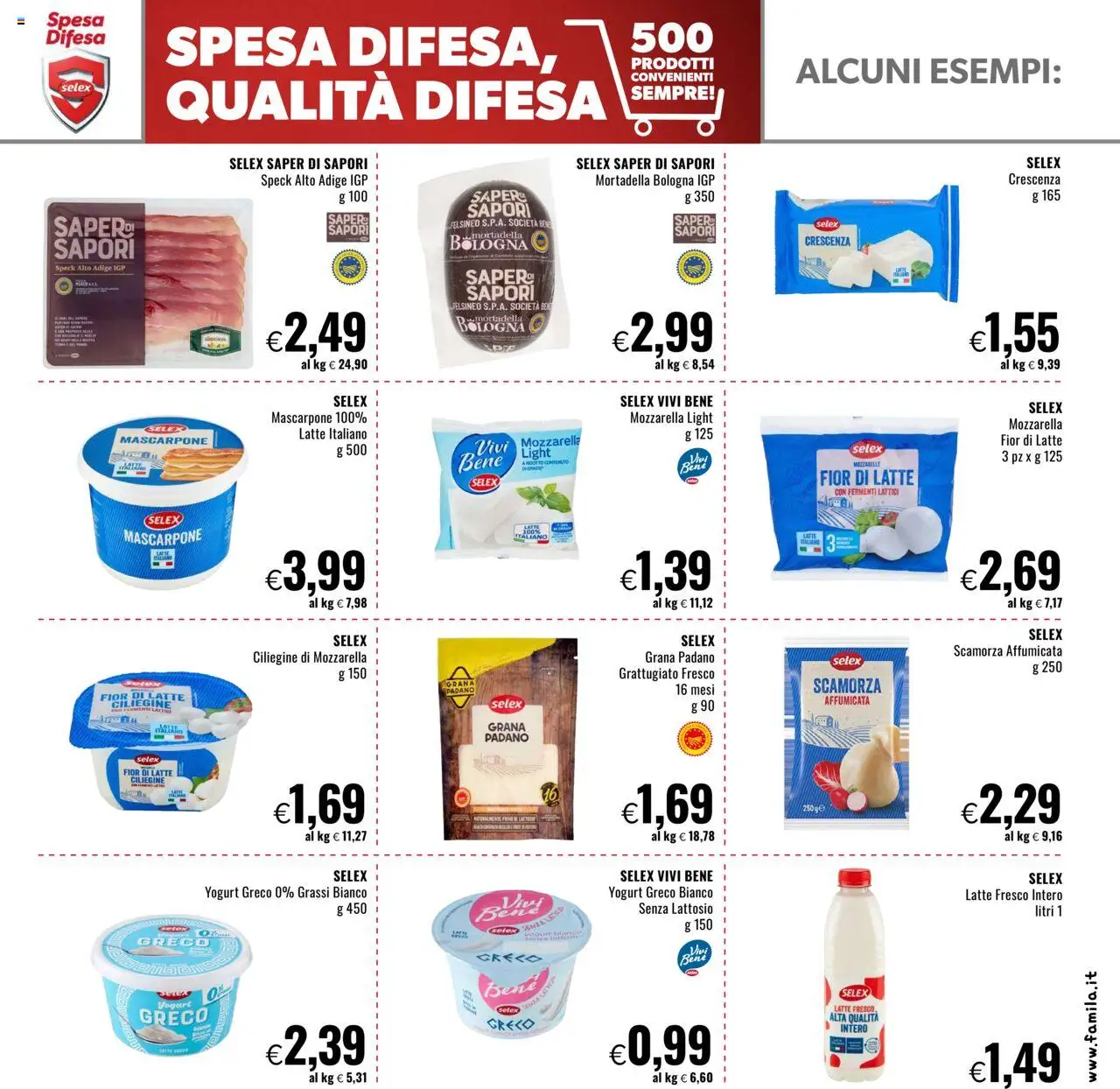 Volantino Famila del 02.10.2025 | Pagina: 17 | Prodotti: Yogurt, Mozzarella, Latte, Grana Padano