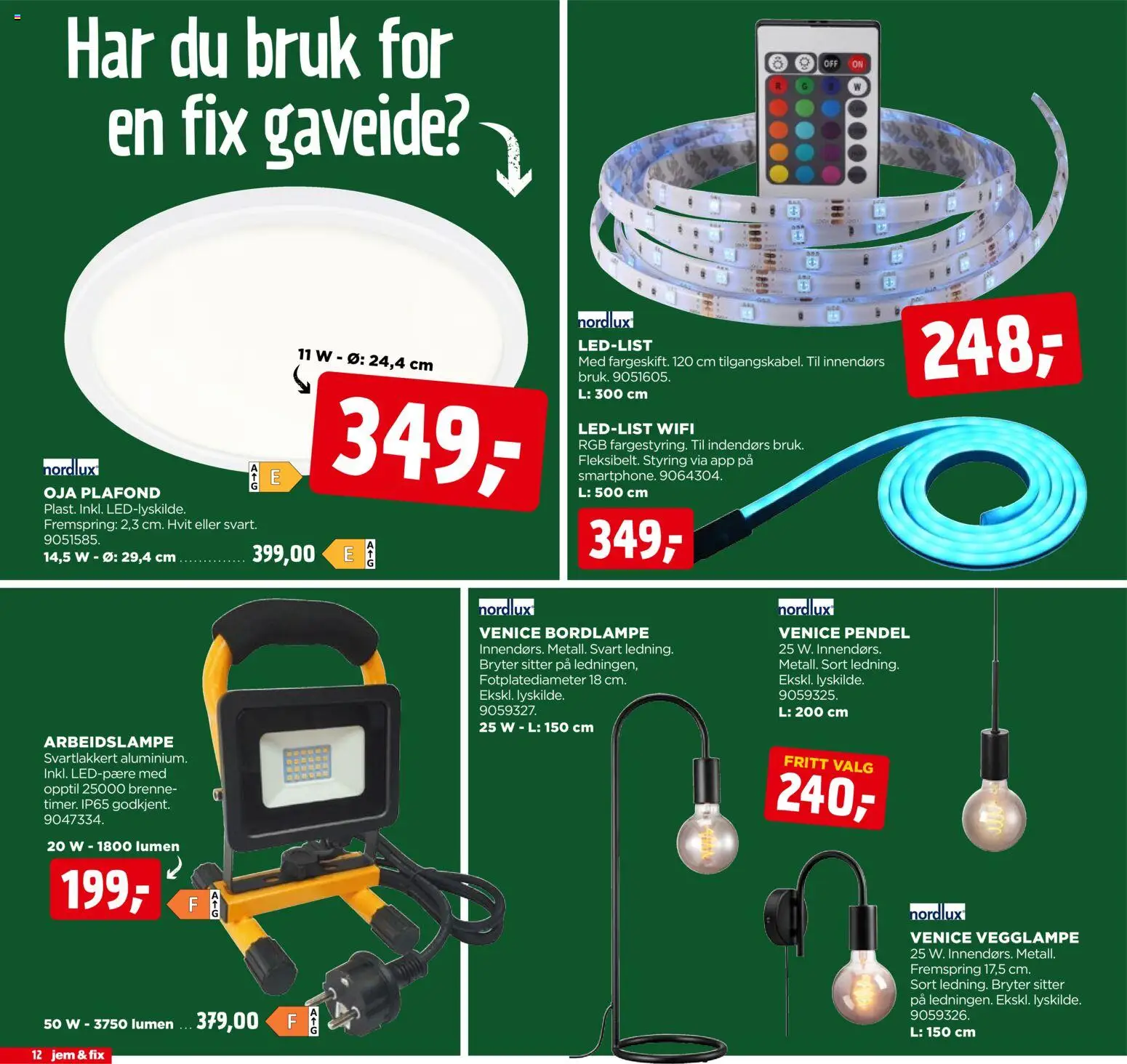 {H1} | Side: 12 | Produkter: Vegglampe, Arbeidslampe, Jeux