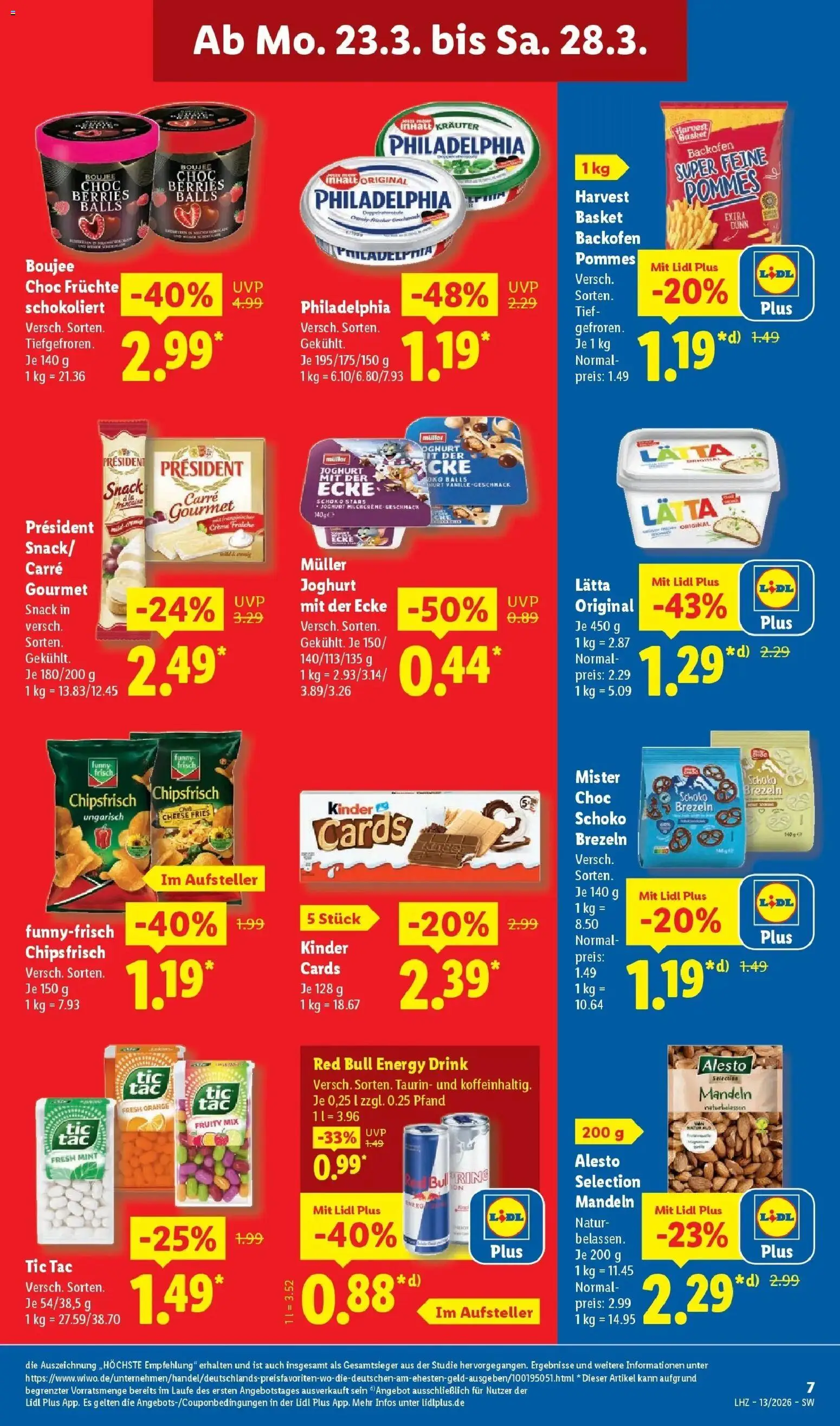 Lidl Prospekt Weikersheim – gültig ab 23.03.2026 | Seite: 13 | Produkte: Energy, Joghurt, Philadelphia, Chips