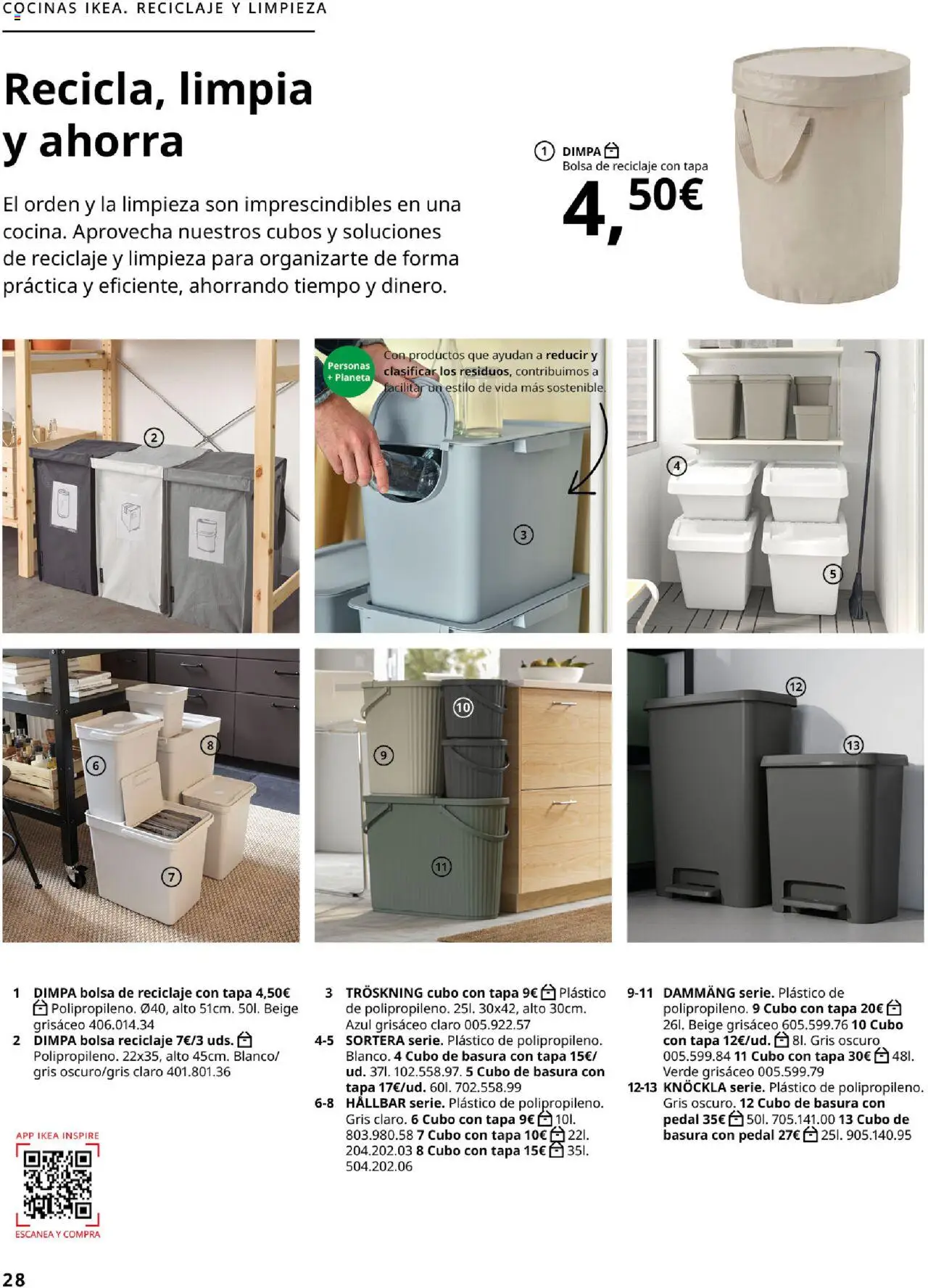 Catálogo IKEA Accesorios y decoración │ válido desde el 25.09.2025 | Página: 28 | Productos: Cubo con tapa, Bolsa, Διακόπτης κυκλώματος