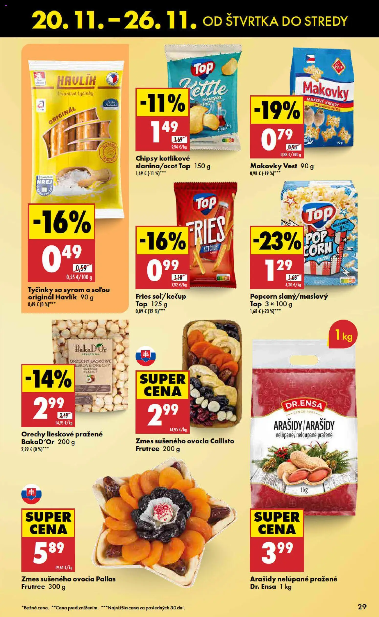 Nové Biedronka akcie – leták je platný od 20.11.2025 | Strana: 29 | Produkty: Chipsy, Orechy, Arašidy