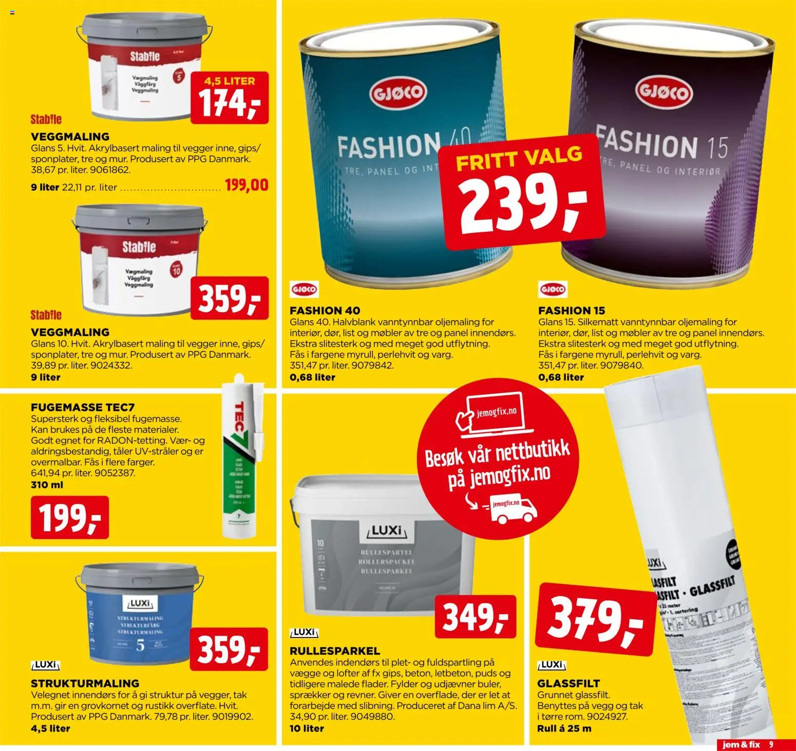 {H1} | Side: 9 | Produkter: Interiør