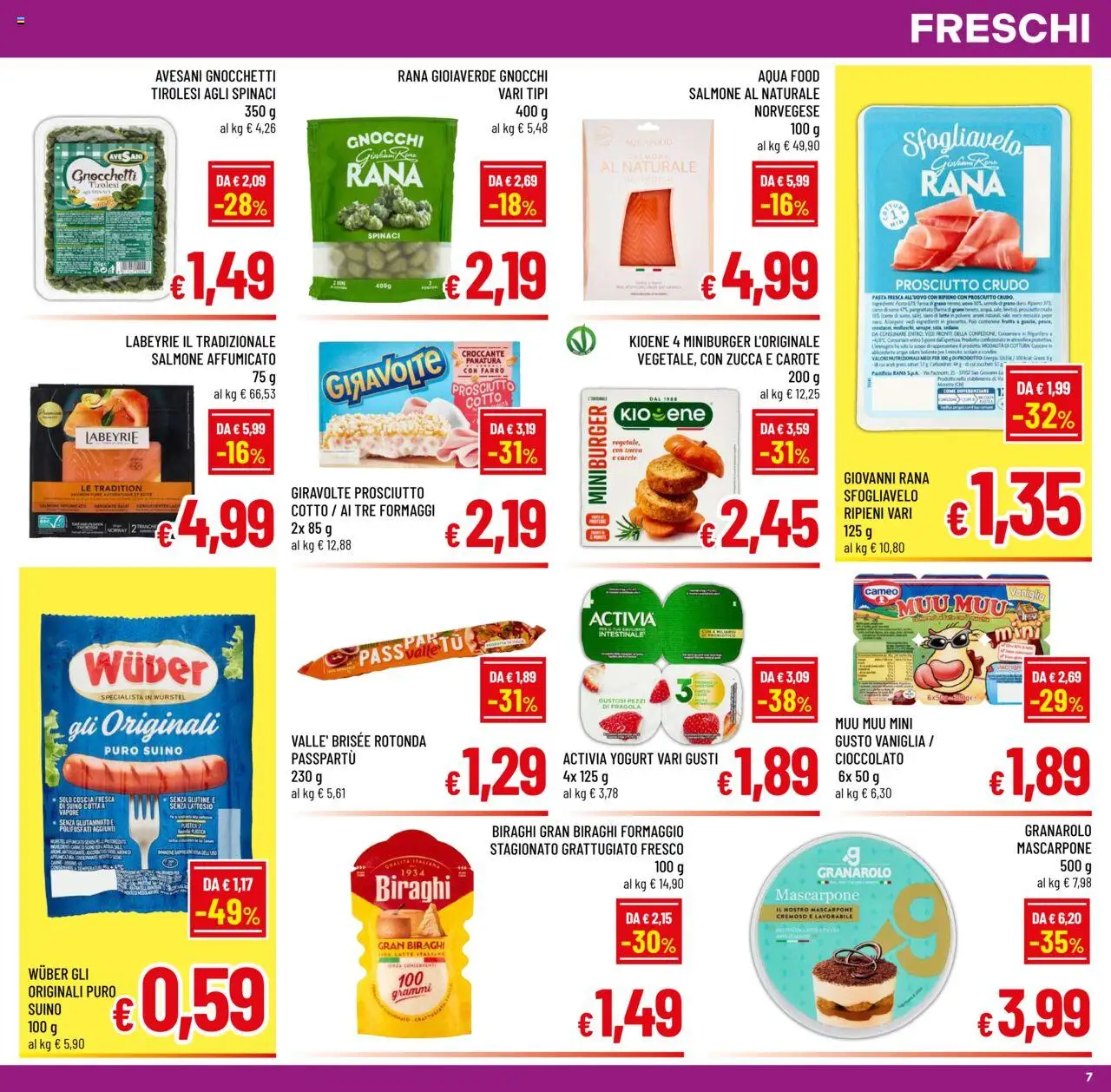 Volantino A&O del 20.08.2025 | Pagina: 7 | Prodotti: Cioccolato, Salmone, Latte, Mascarpone
