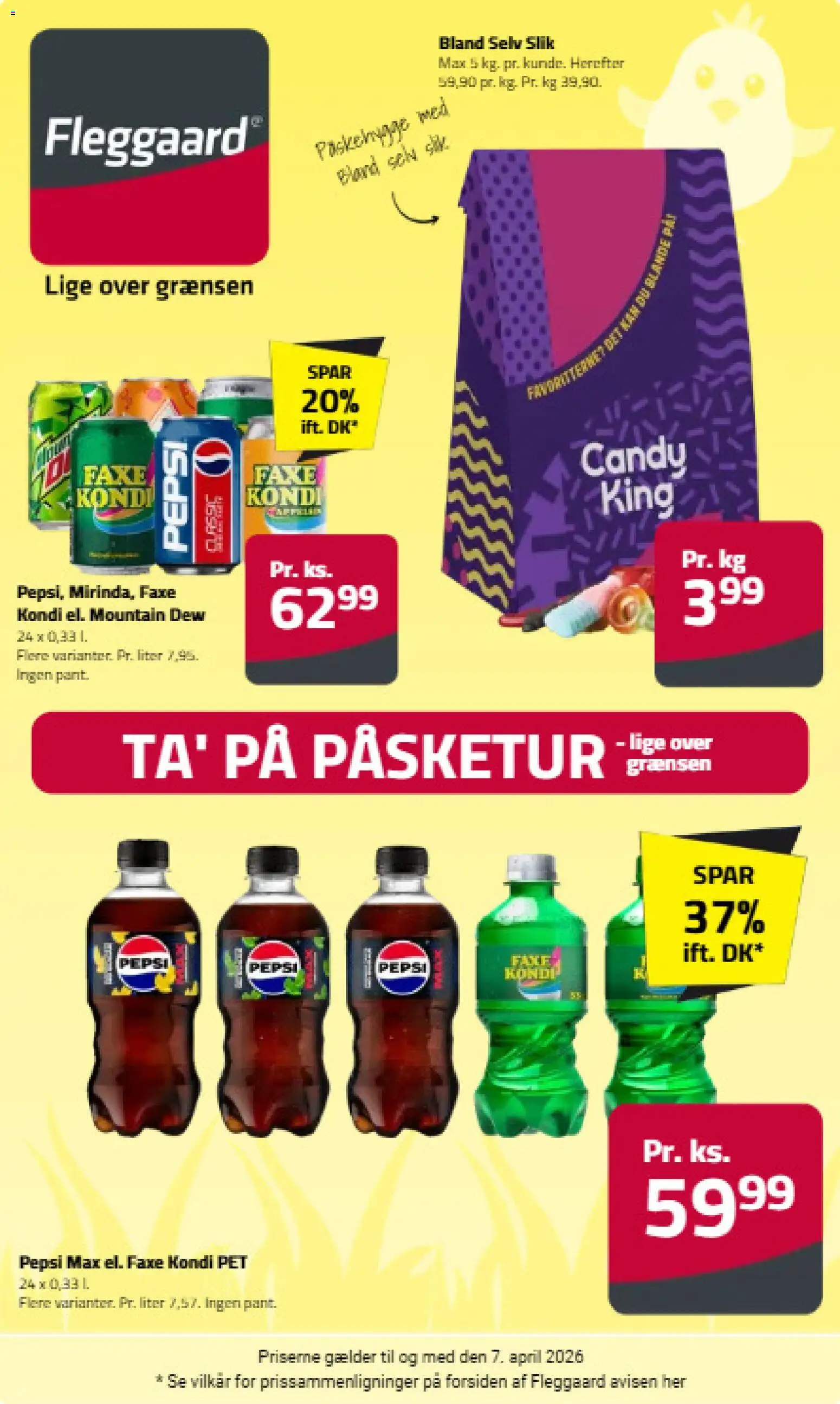 Fleggaard tilbudsavis – gyldig fra 18.03.2026 | Side: 1 | Produkter: Slik, Faxe Kondi, Pepsi, Pepsi Max