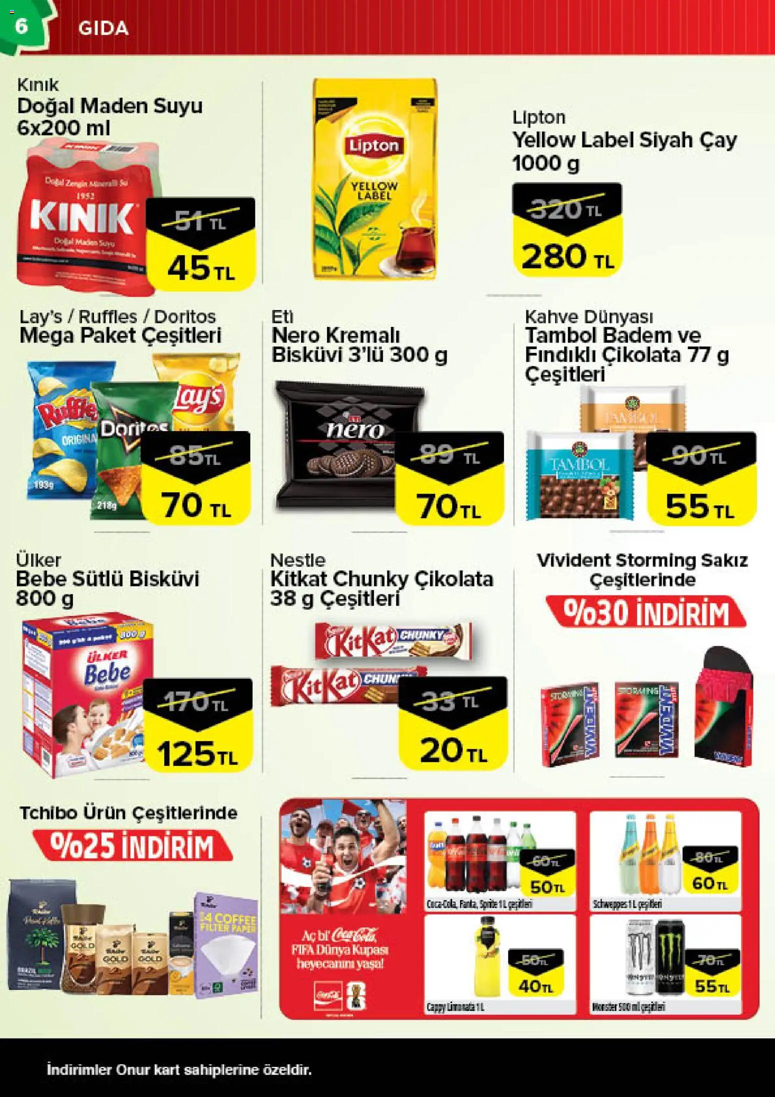 Onur Market Katalog - 28.04.2026 tarihinden itibaren geçerlidir | Sayfa: 6 | Ürünler: Kahve, Badem, Maden suyu, Sprite