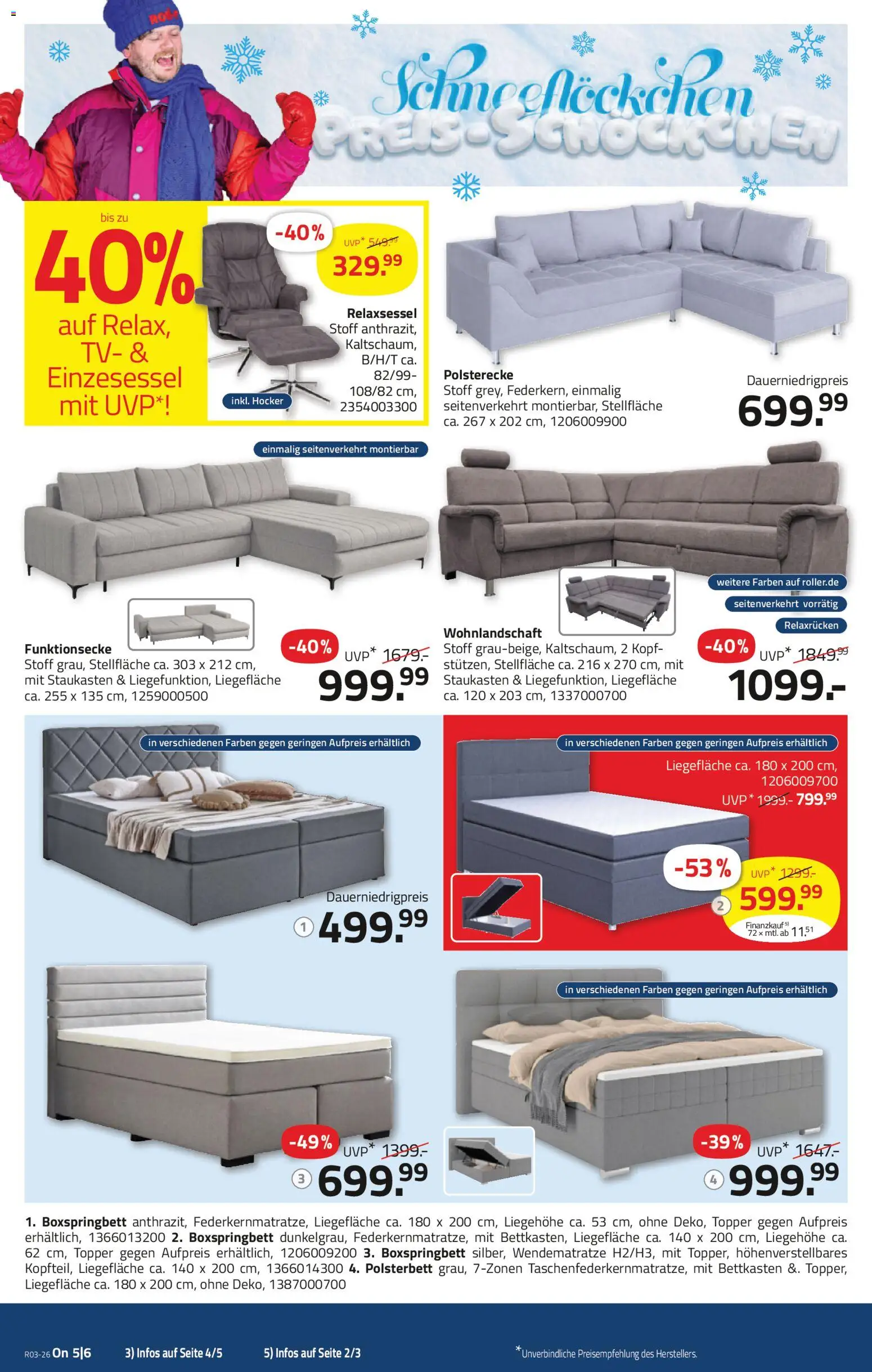 Roller Prospekt 	 – gültig ab 11.01.2026 | Seite: 12 | Produkte: Wohnlandschaft, Boxspringbett, Polsterbett, Topper