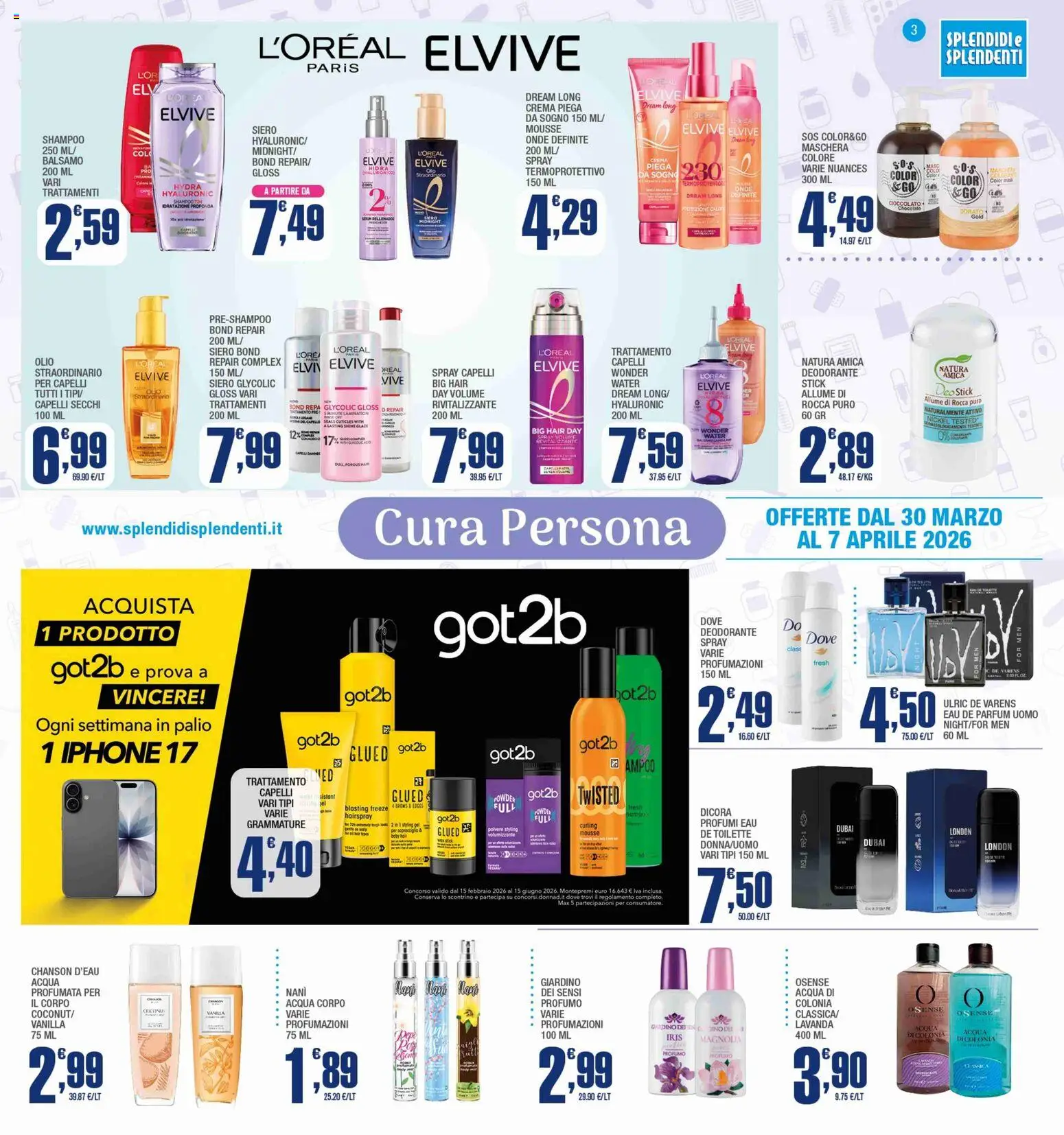 Volantino Splendidi e Splendenti del 30.03.2026 | Pagina: 3 | Prodotti: Shampoo, Balsamo, Maschera, Cioccolato