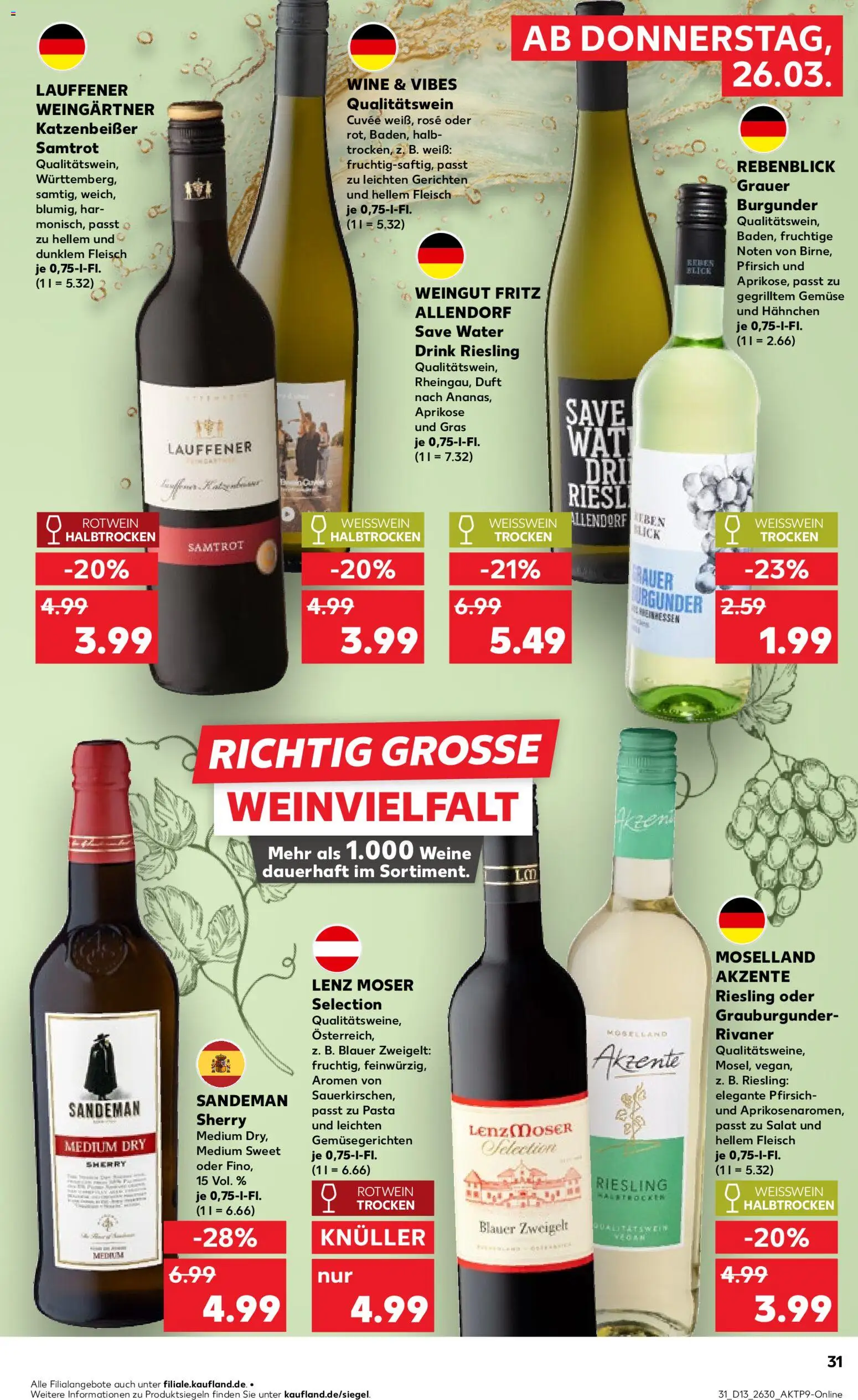 Kaufland Prospekt Rostock	 – gültig ab 26.03.2026 | Seite: 31 | Produkte: Hahnchen, Rotwein, Gemüse, Pasta