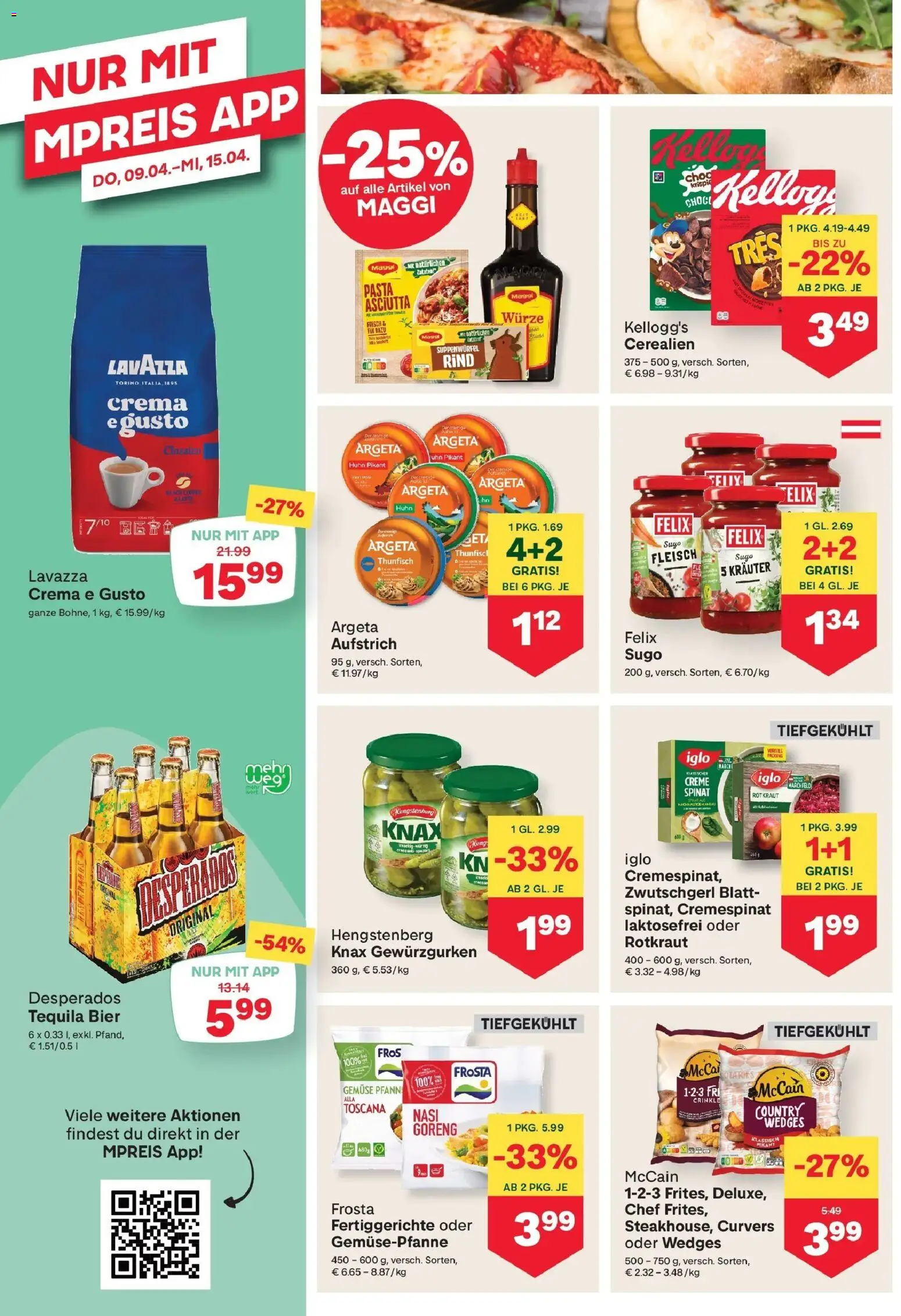 MPREIS Saalbach gültig ab 09.04.2026 | Seite: 8 | Produkte: Pasta, Gemüse, Fertiggerichte, Creme