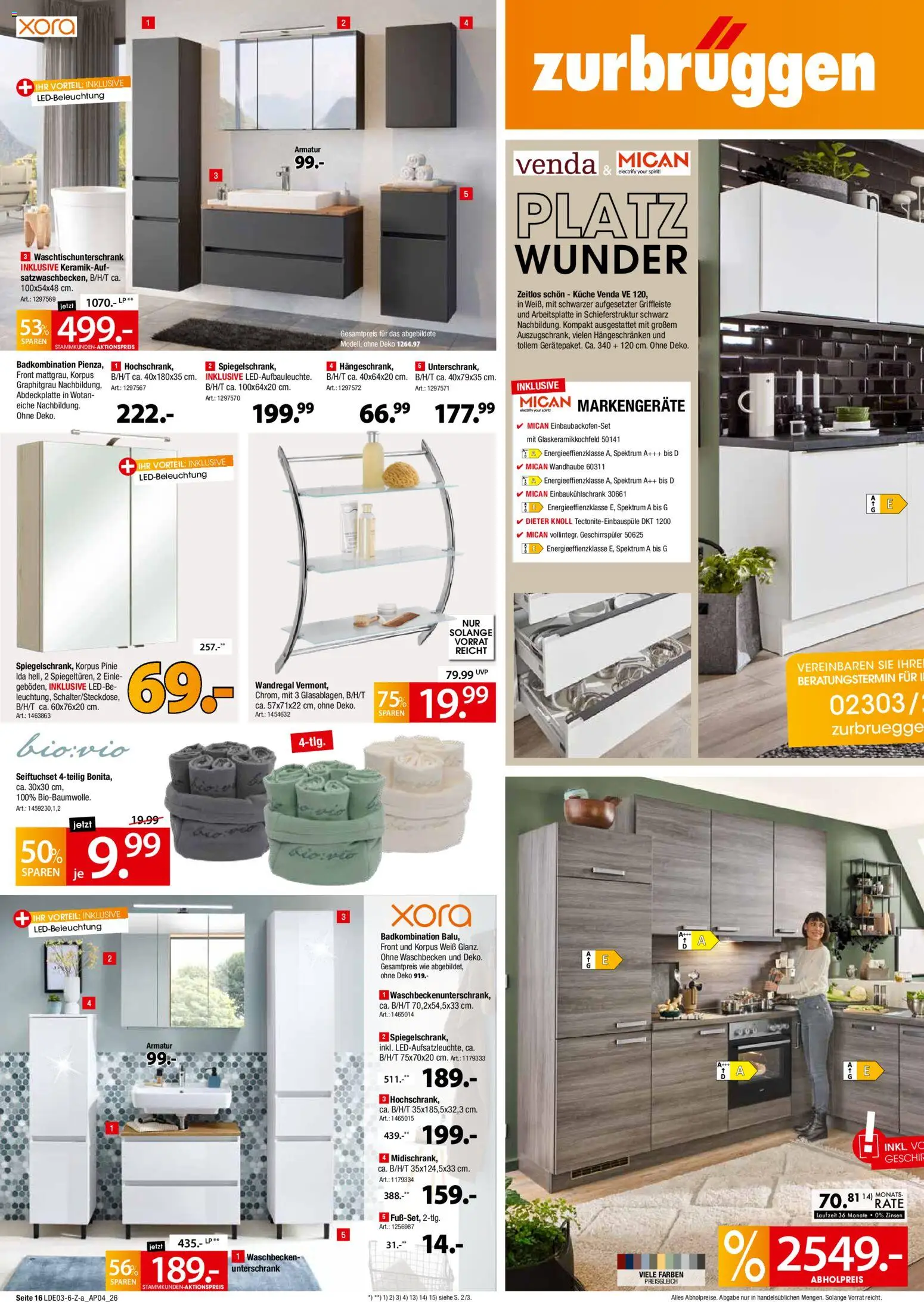 Zurbrüggen Best Deals – gültig ab 28.03.2026 | Seite: 16 | Produkte: Wandregal, Waschbecken, Armatur, Unterschrank