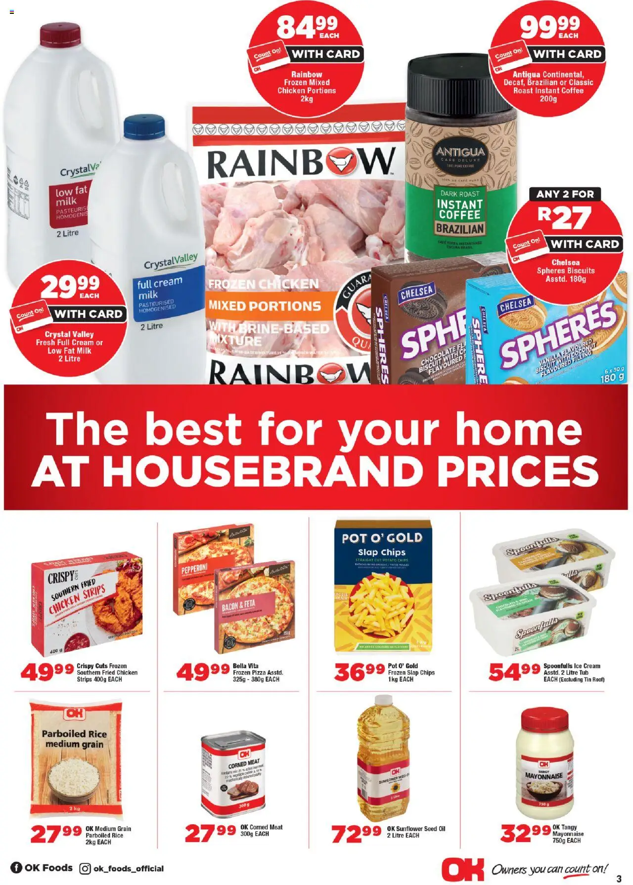 New OK Foods catalogue – valid from 15.10.2025 | Page: 3 | Products: Chocolate, Pizza, Chips, Mayonnaise
