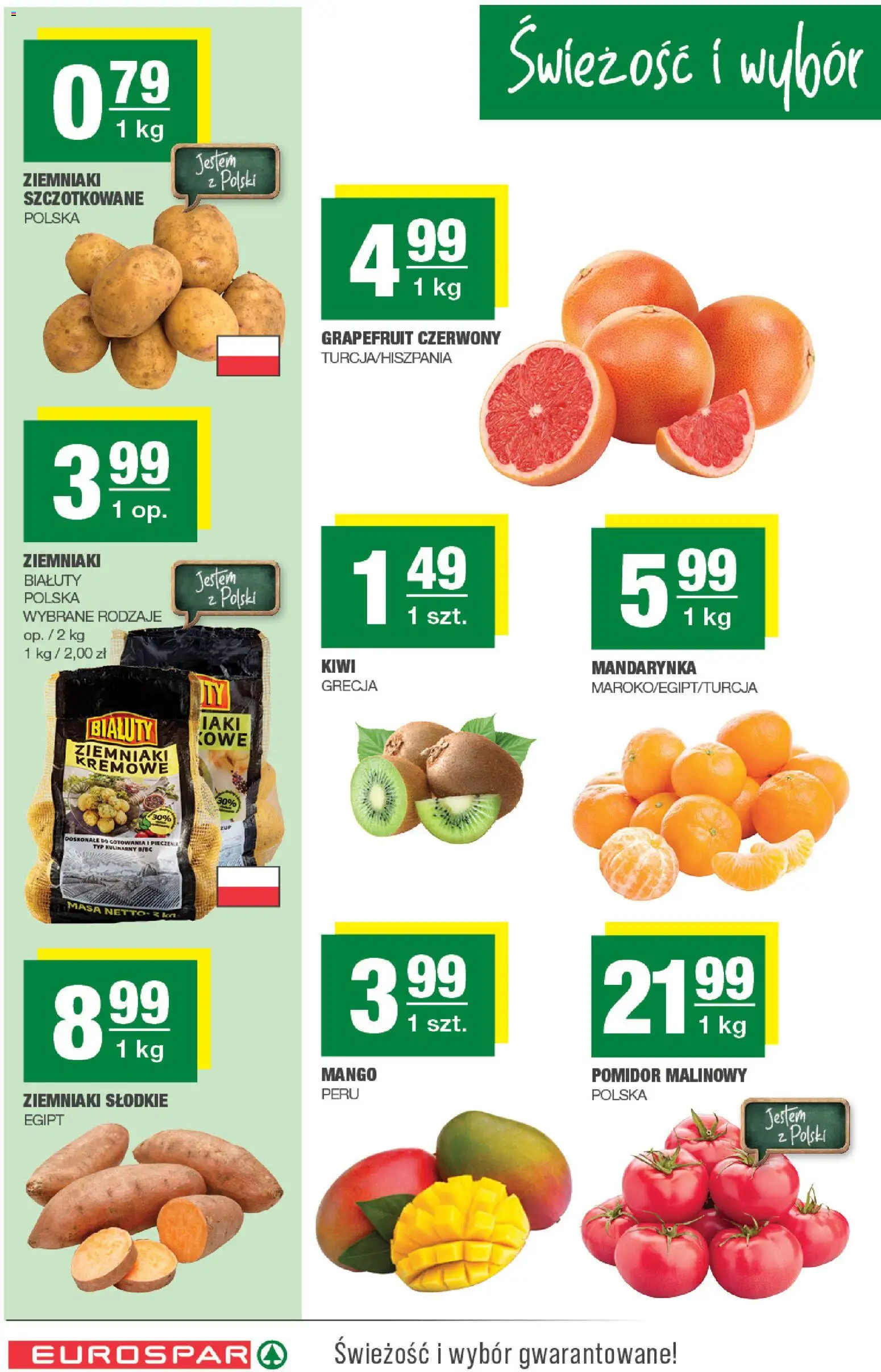 Spar gazetka - Eurospar od 16.03.2026 | Strona: 2 | Produkty: Mango, Pomidor malinowy, Kiwi, Ziemniaki