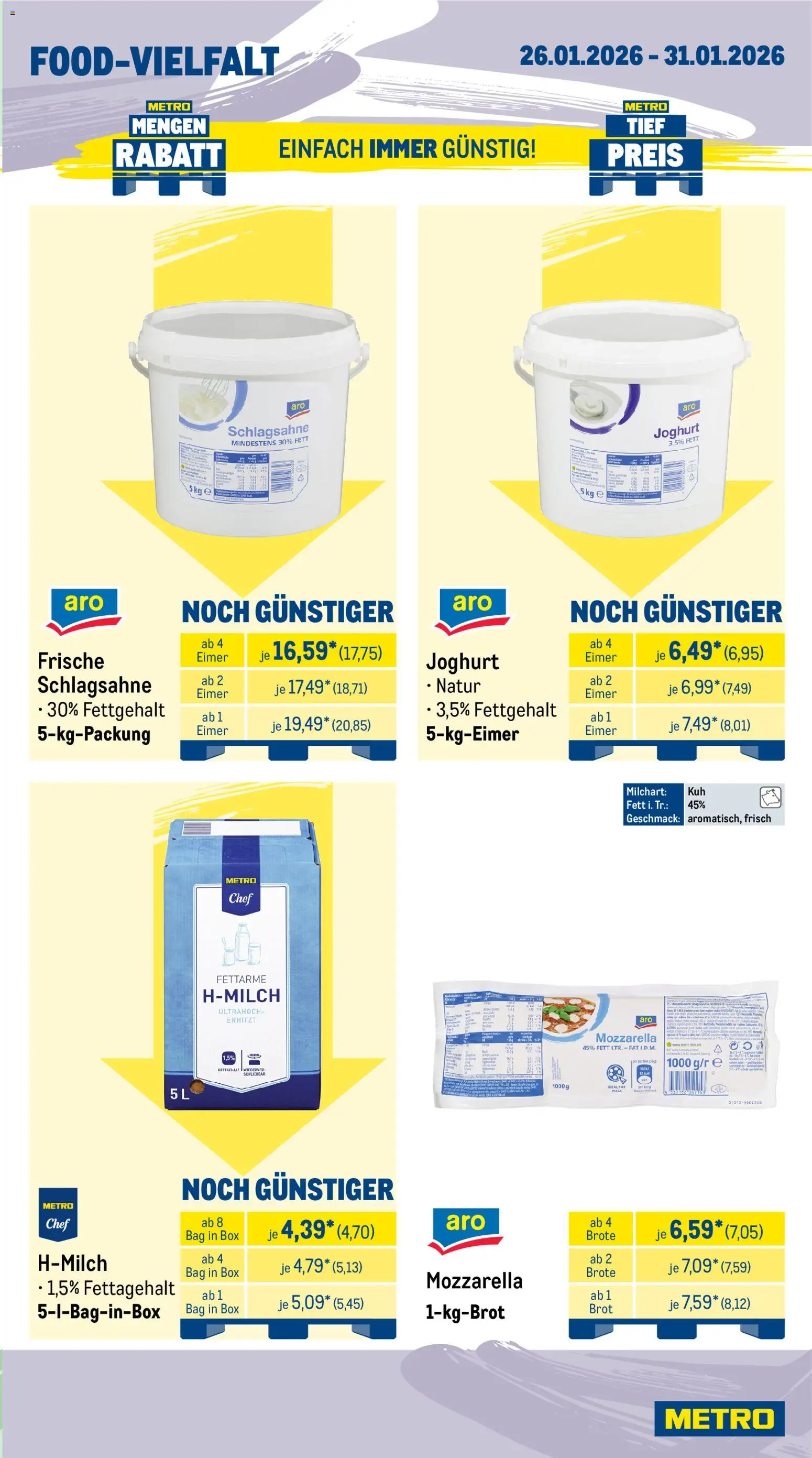 Metro Wochen-Angebote Gastro – gültig ab 26.01.2026 | Seite: 11 | Produkte: Joghurt, Mozzarella, Box, Brot