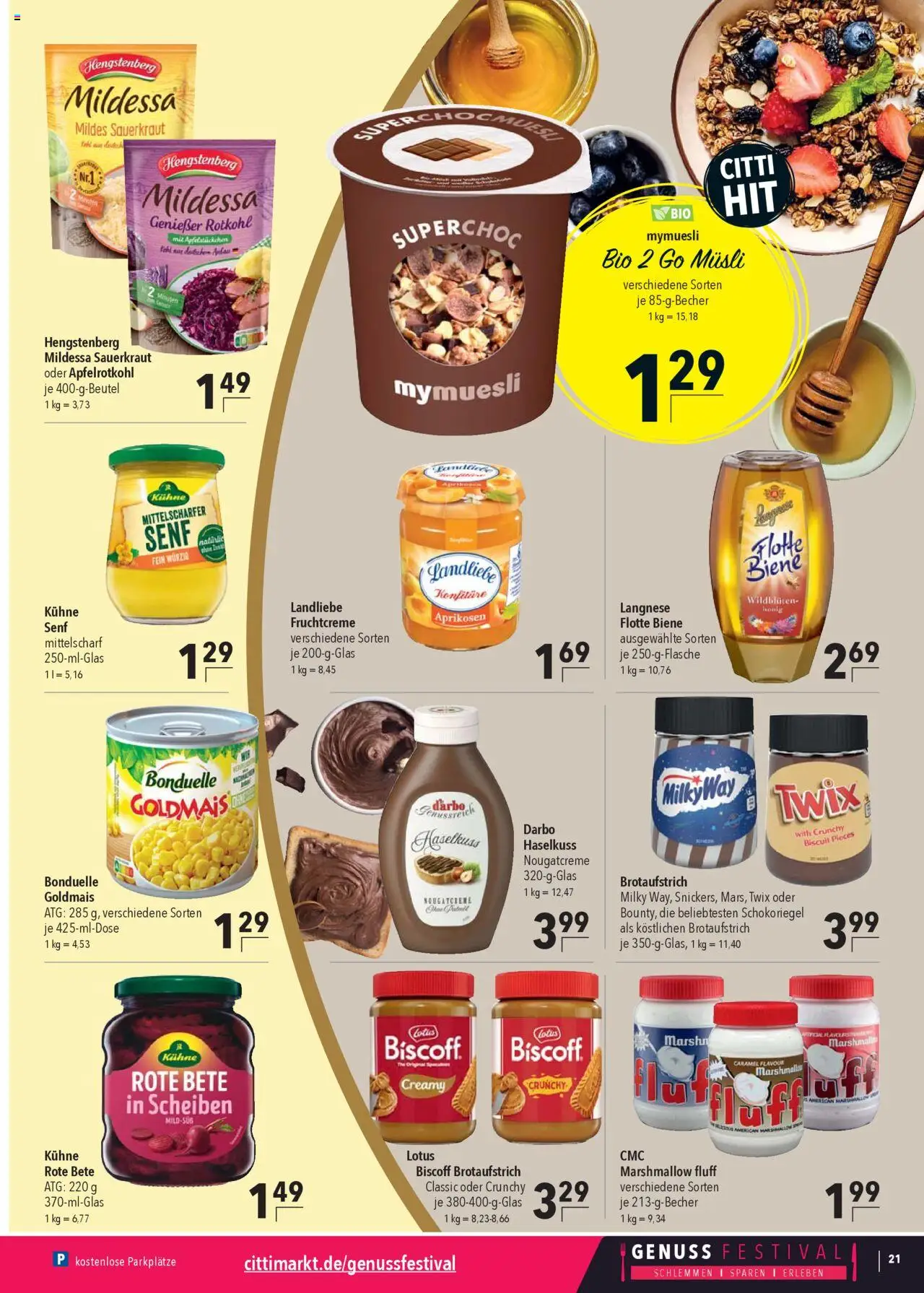 CITTI Markt Prospekt 	 – gültig ab 24.09.2025 | Seite: 21 | Produkte: Musli, Langnese, Rotkohl, Twix