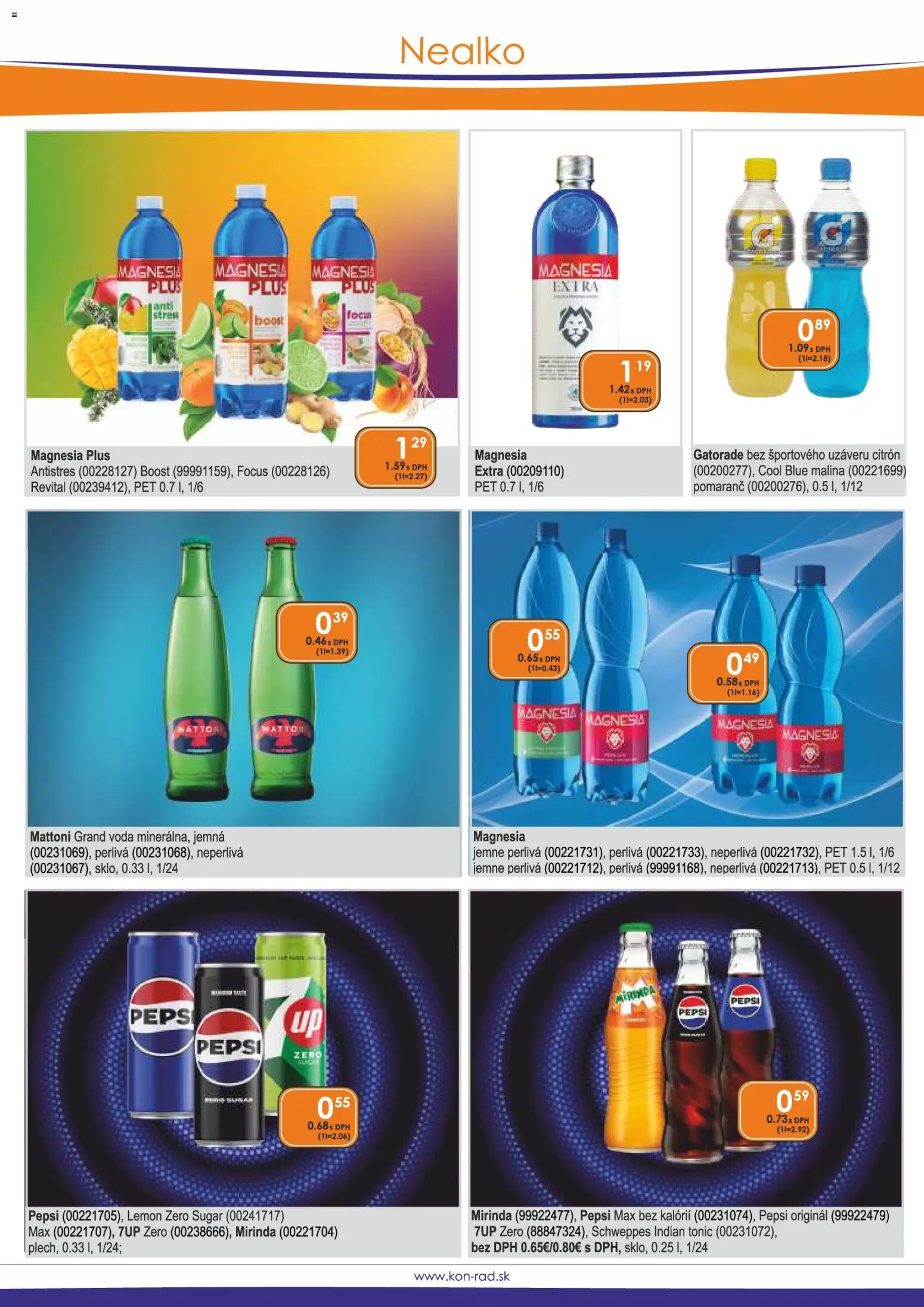 Nové KON - RAD akcie – leták je platný od 08.01.2026 | Strana: 17 | Produkty: Magnesia, Mattoni, Voda, Pepsi