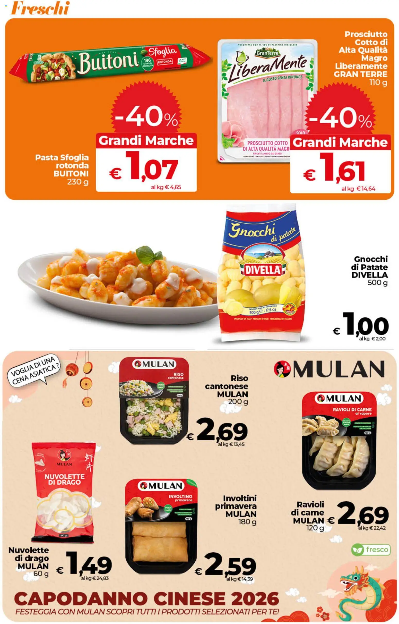 Volantino Ipercoop del 13.02.2026 | Pagina: 23 | Prodotti: Prosciutto Cotto, Tè, Pasta sfoglia, Ravioli