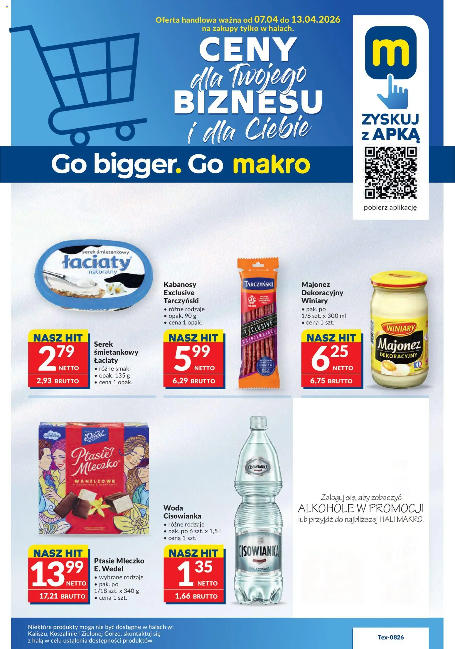 Makro gazetka od 07.04.2026 | Strona: 1 | Produkty: Kabanosy, Ptasie mleczko, Woda, Majonez