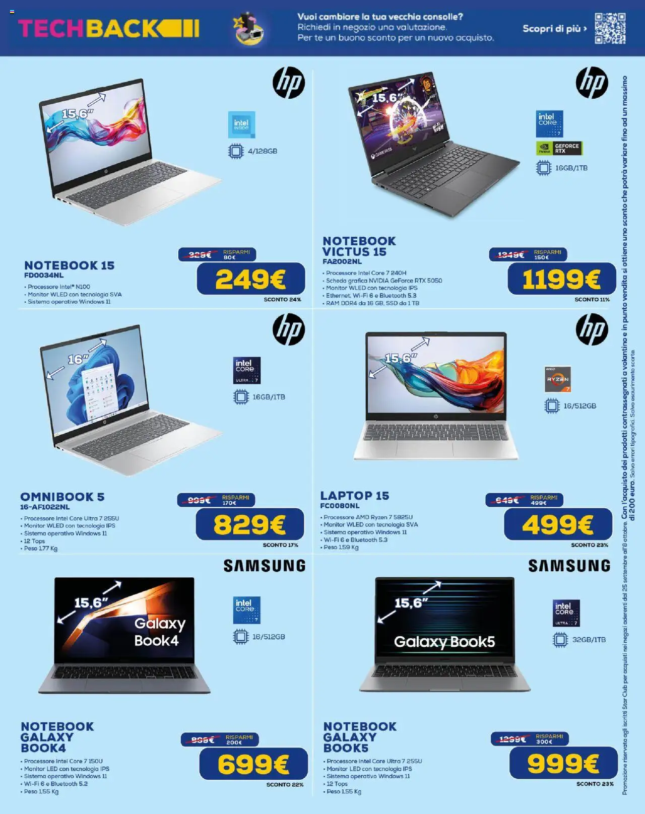 Volantino Euronics del 25.09.2025 | Pagina: 11 | Prodotti: Monitor, Tè, Laptop, Samsung