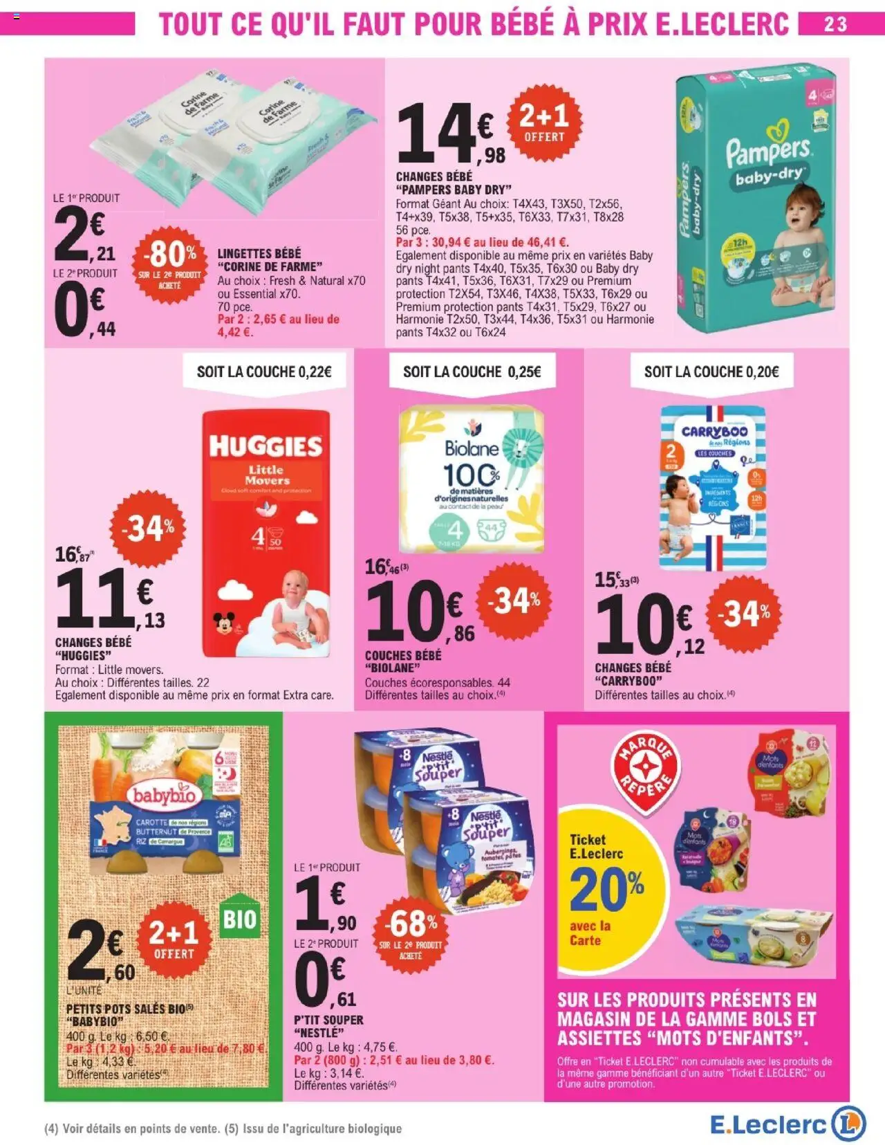  | Page: 23 | Produits: Couches Bebe, Pampers, Butternut, Carotte