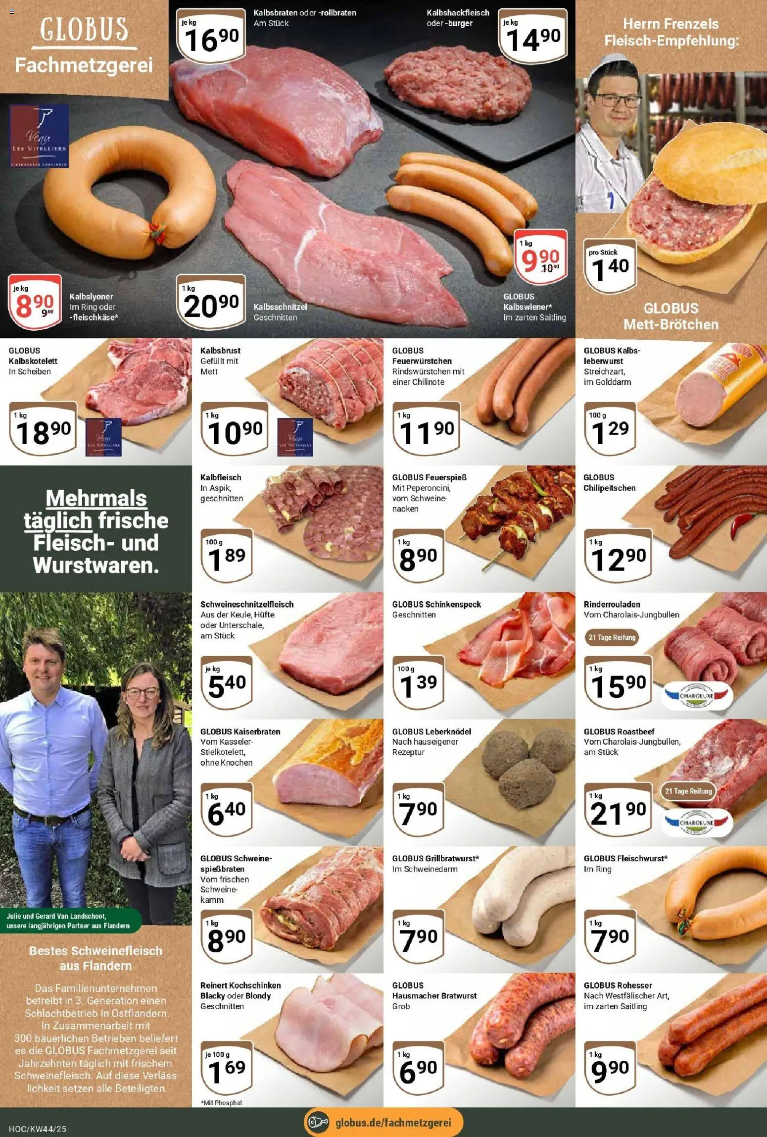 Globus prospekt Hockenheim	 – gültig ab 26.10.2025 | Seite: 8 | Produkte: Rinderrouladen, Bratwurst, Roastbeef, Schweinefleisch