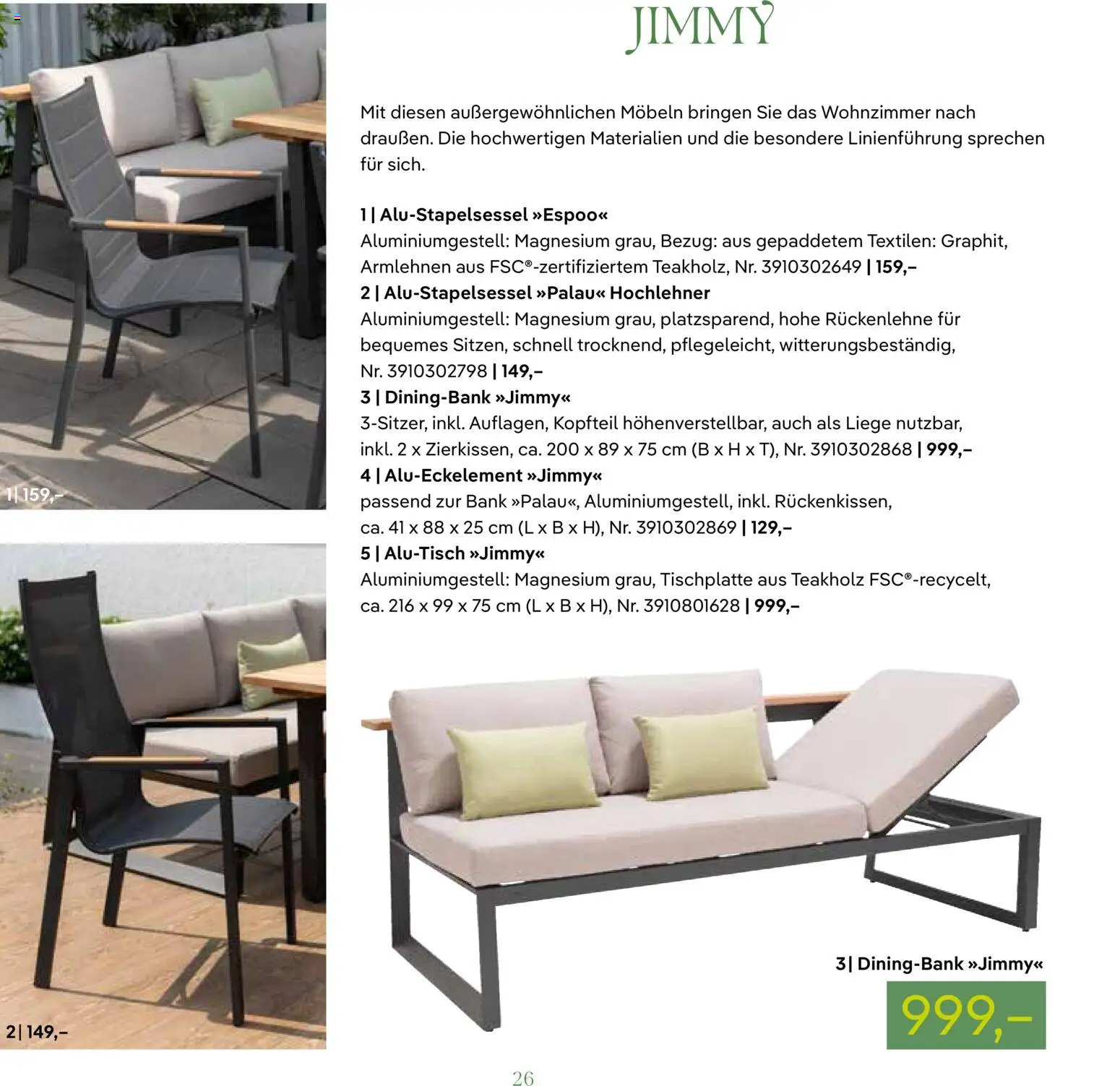 Pflanzen-Kölle GARTENMÖBEL 2026 – gültig ab 07.03.2026 | Seite: 26 | Produkte: Liege