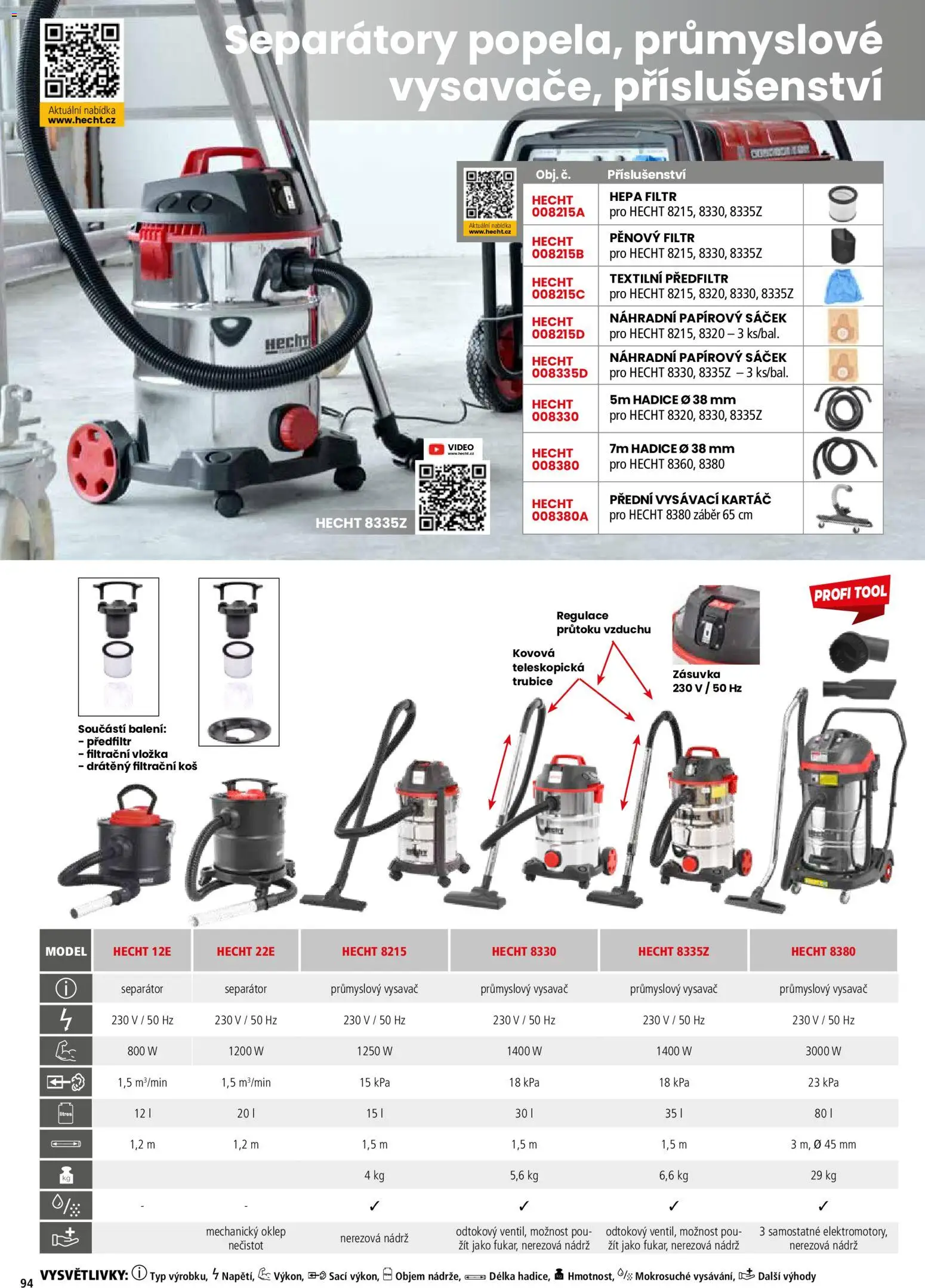Hecht katalog - Jaro - léto 2026 od 19.02.2026 | Strana: 94 | Produkty: Video, Hadice, Zásuvka, Sáček