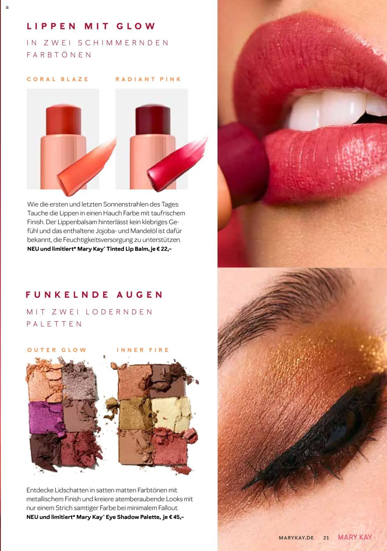Mary Kay Katalog - gültig ab dem 16.07.2025 | Seite: 21 | Produkte: Coral, Lidschatten, Finish, Lippenbalsam
