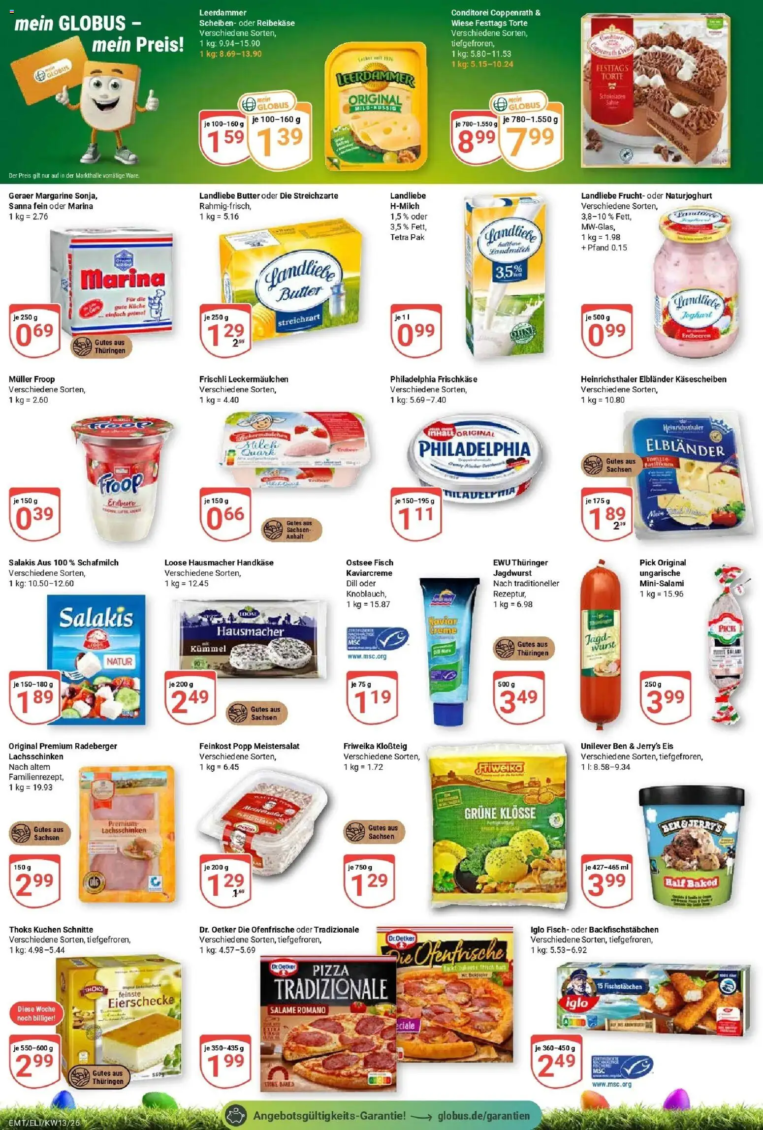 Globus prospekt Mittelhausen	 – gültig ab 23.03.2026 | Seite: 2 | Produkte: Leerdammer, Fischstabchen, Erdbeeren, Frischkase