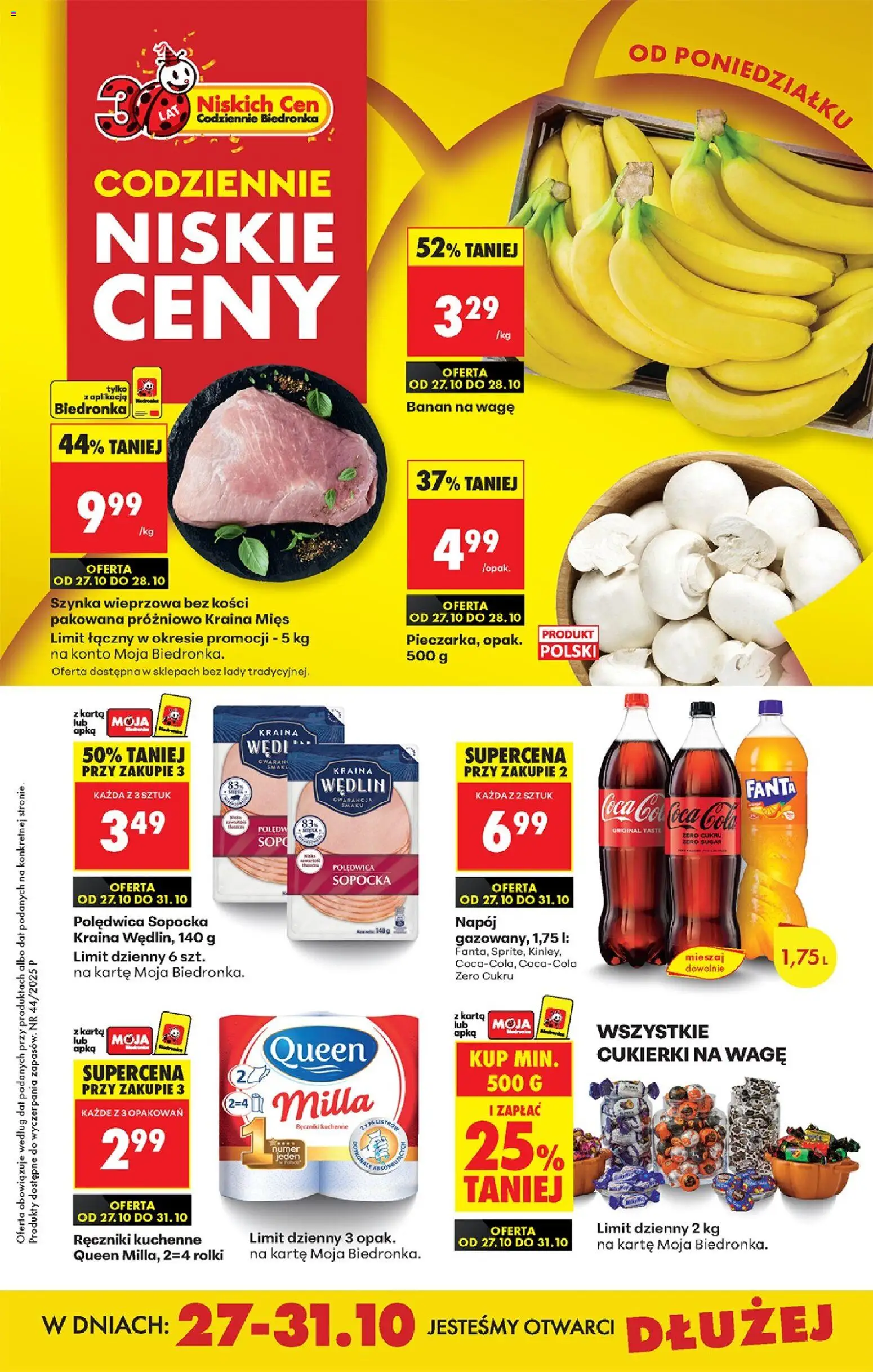 Biedronka gazetka od 27.10.2025 | Strona: 1 | Produkty: Cukierki na wagę, Kraina mięs, Coca cola, Cukierki