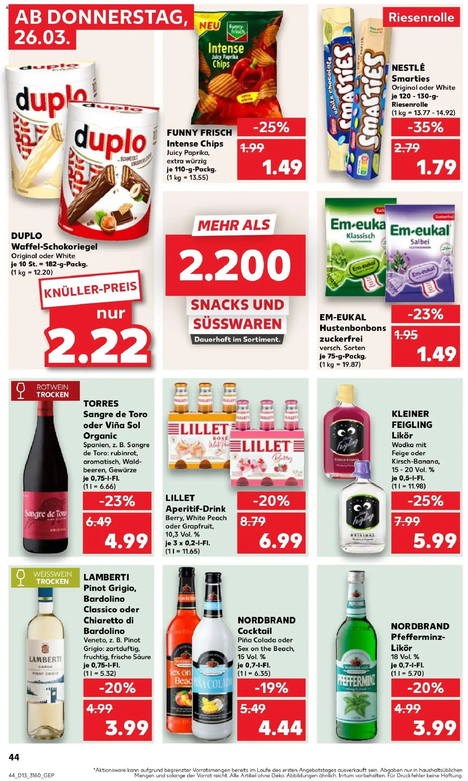Kaufland Prospekt Löbau	 – gültig ab 26.03.2026 | Seite: 44 | Produkte: Likör, Rotwein trocken, Funny frisch, Gewürze
