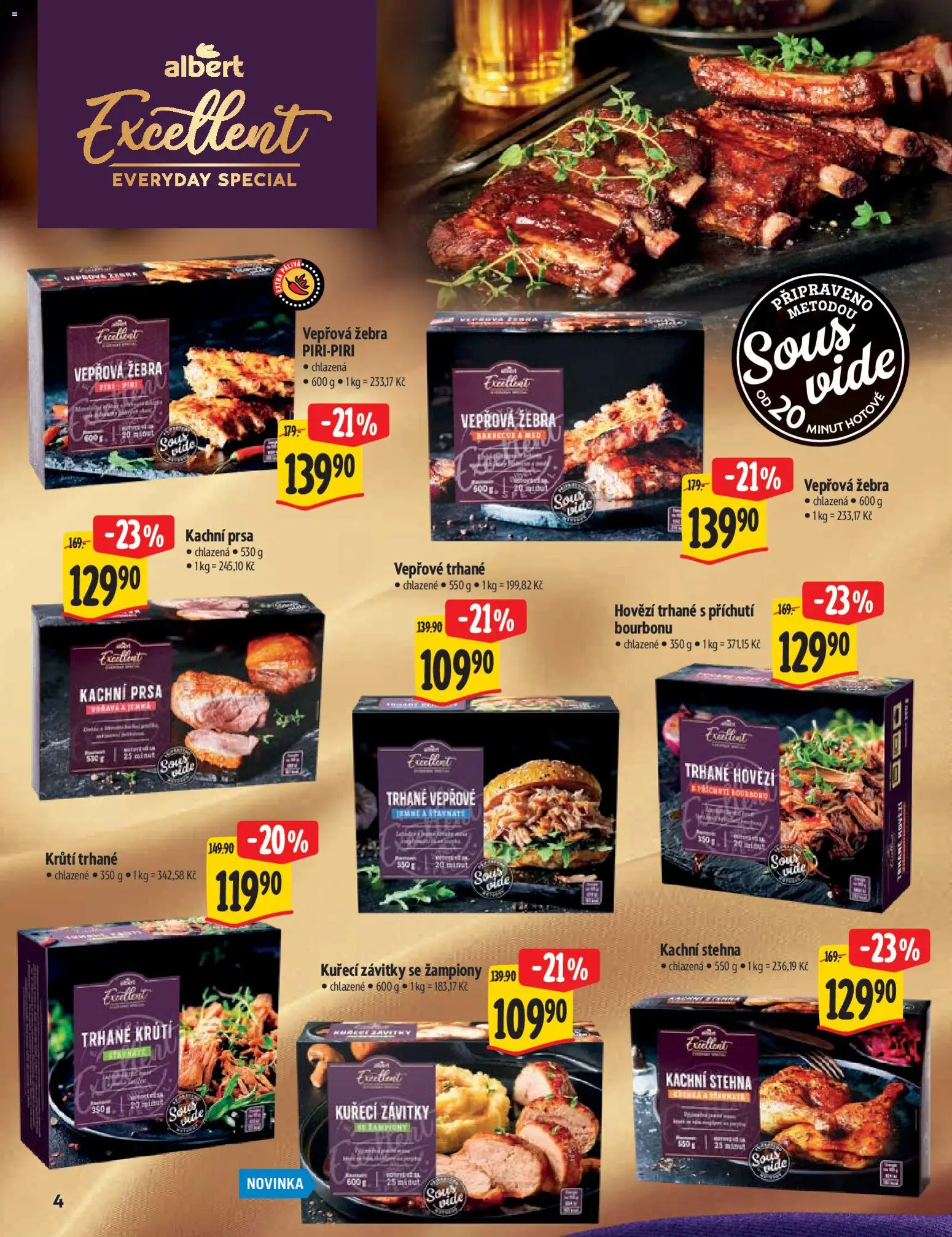 Albert katalog - Hypermarket - Delikatesy od 11.03.2026 | Strana: 4 | Produkty: Žampiony, Bourbon, Kachni stehna, Kachní prsa