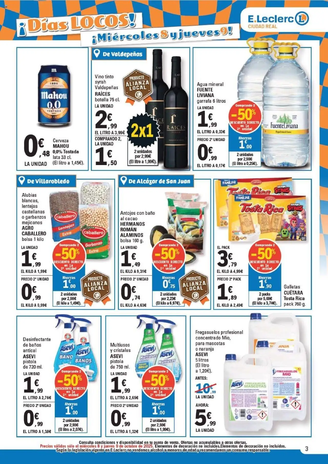 E.Leclerc folleto │ válido desde el 06.10.2025 | Página: 3 | Productos: Galletas, Agua mineral, Φρυγανιές σικάλεως, Baño