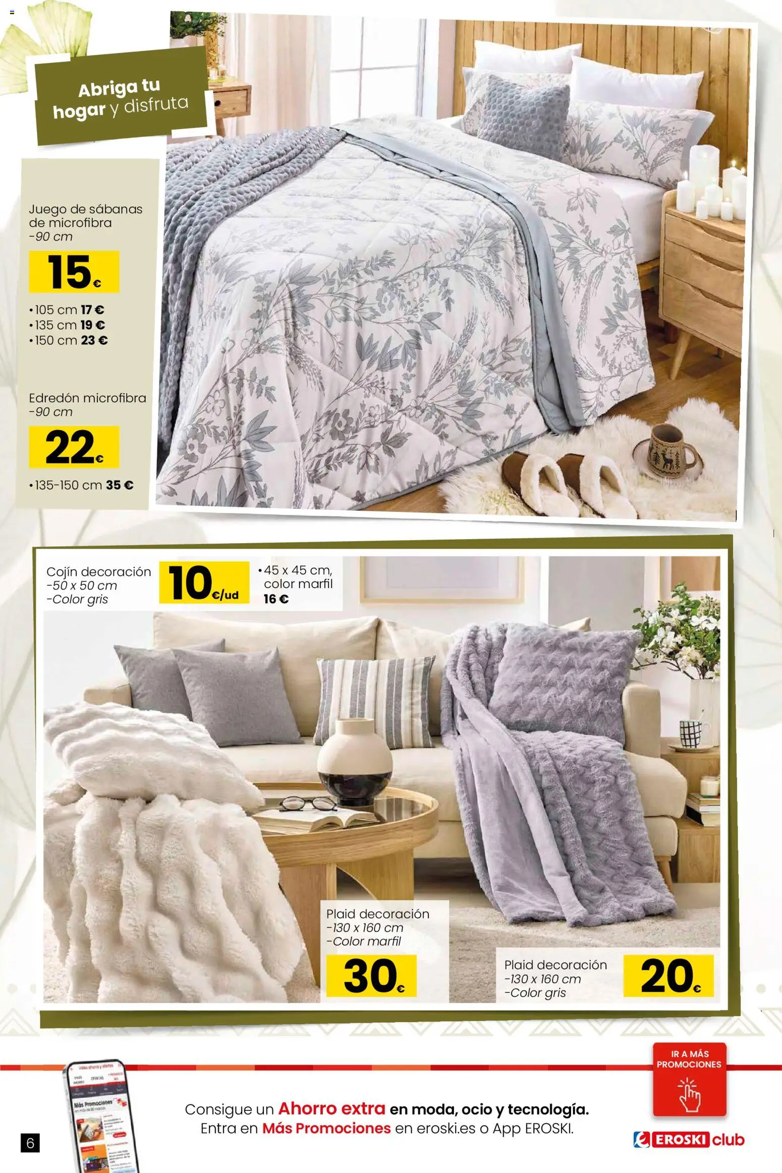 Eroski - Qué a gusto │ válido desde el 07.01.2026 | Página: 6 | Productos: Edredón, Juego de sábanas, Cojín
