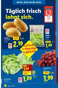Lidl Aktionen ab 16.10.2025 gültig | Seite: 4 | Produkte: Gemüse, Kartoffeln, Früchte