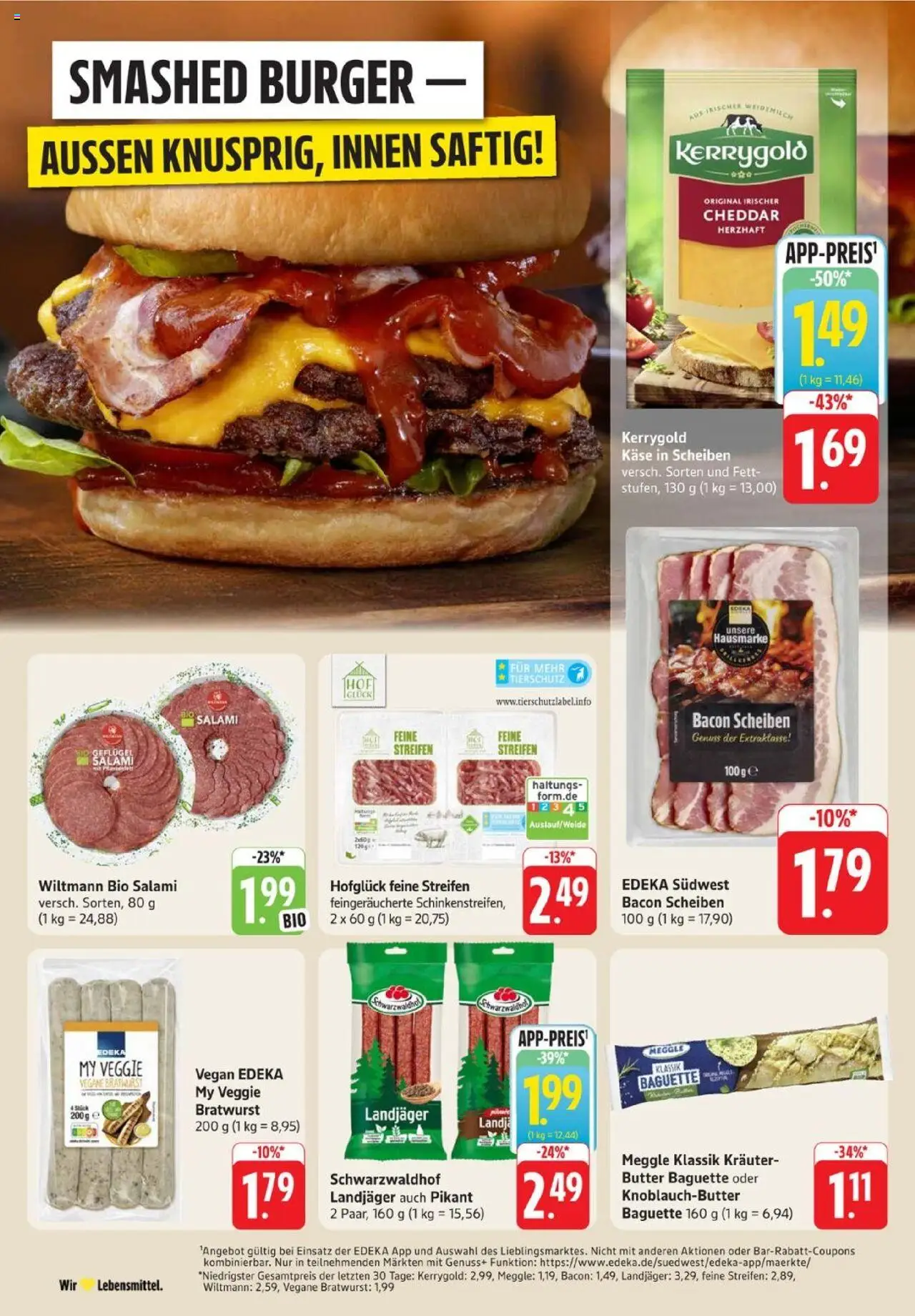 Edeka Prospekt 	 - gültig ab dem 07.07.2025 | Seite: 16 | Produkte: Bratwurst, Burger, Baguette, Salami