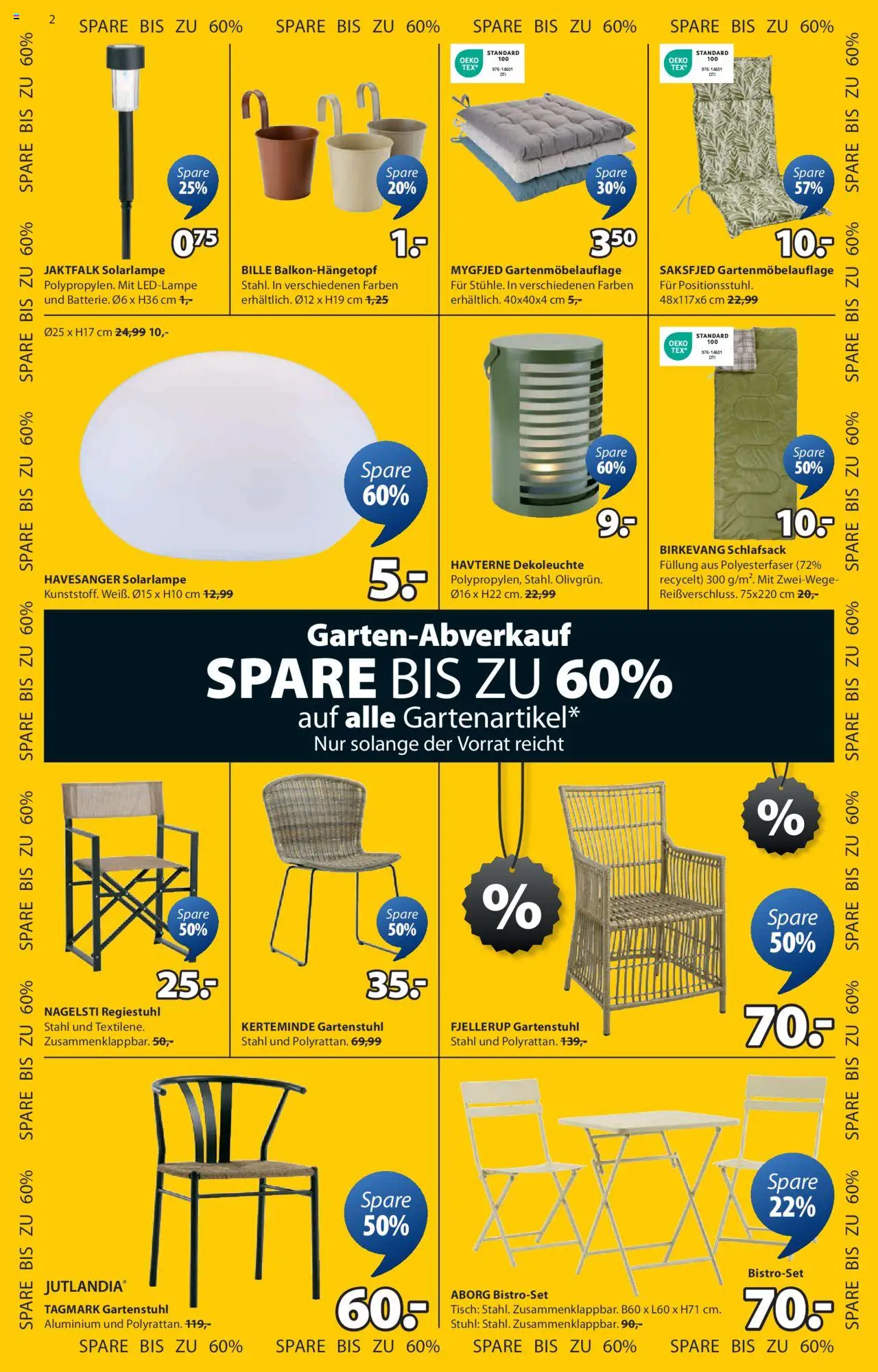 Angebote JYSK - gültig ab dem 27.07.2025 | Seite: 2 | Produkte: Tisch, Stuhl, Schlafsack