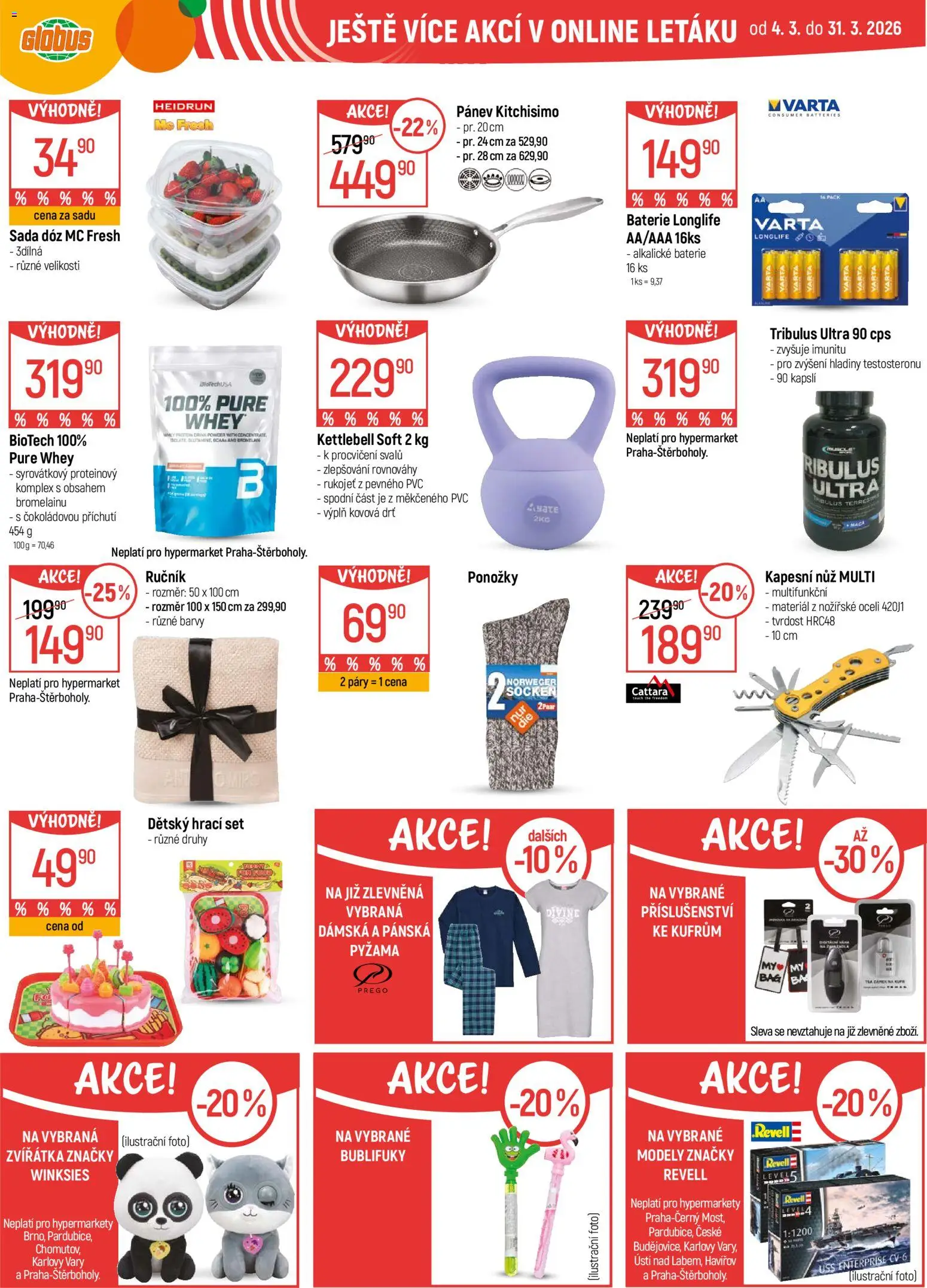 Globus leták - Trmice od 18.03.2026 | Strana: 43 | Produkty: Ponožky, Kettlebell, Baterie, Protein