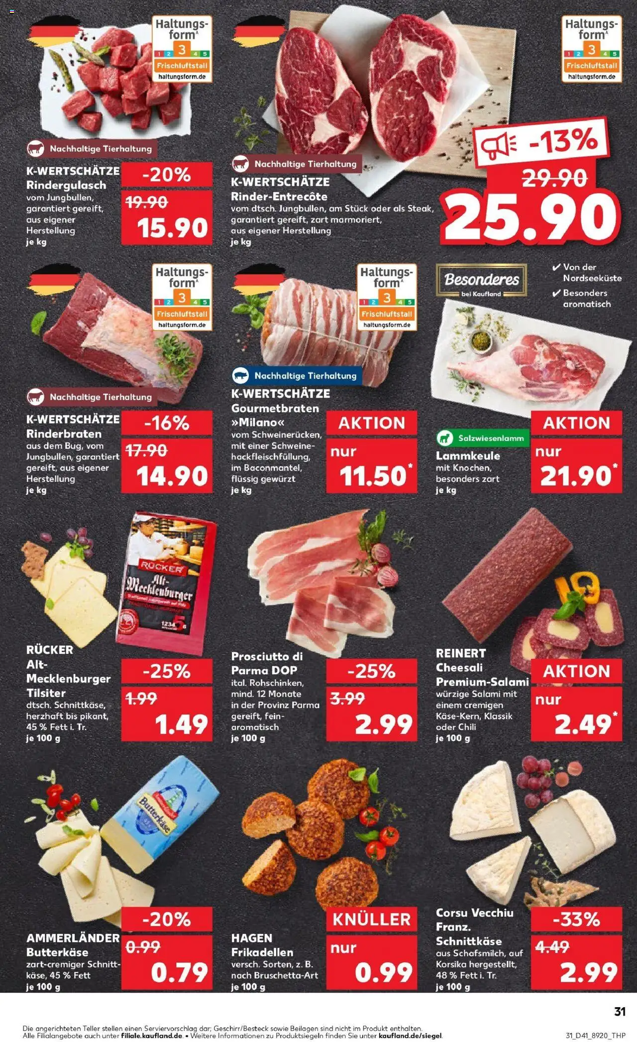 Kaufland prospekt Berlin	 – gültig ab 13.10.2025 | Seite: 31 | Produkte: Rinderbraten, Lammkeule, Chili, Salami